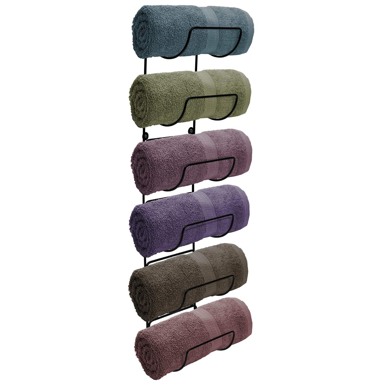 SORBUS 192405022654 6 Tier Wall Mounted Towel Rack Holder Organizer for Towels Washcloths Linens - Thumbnail