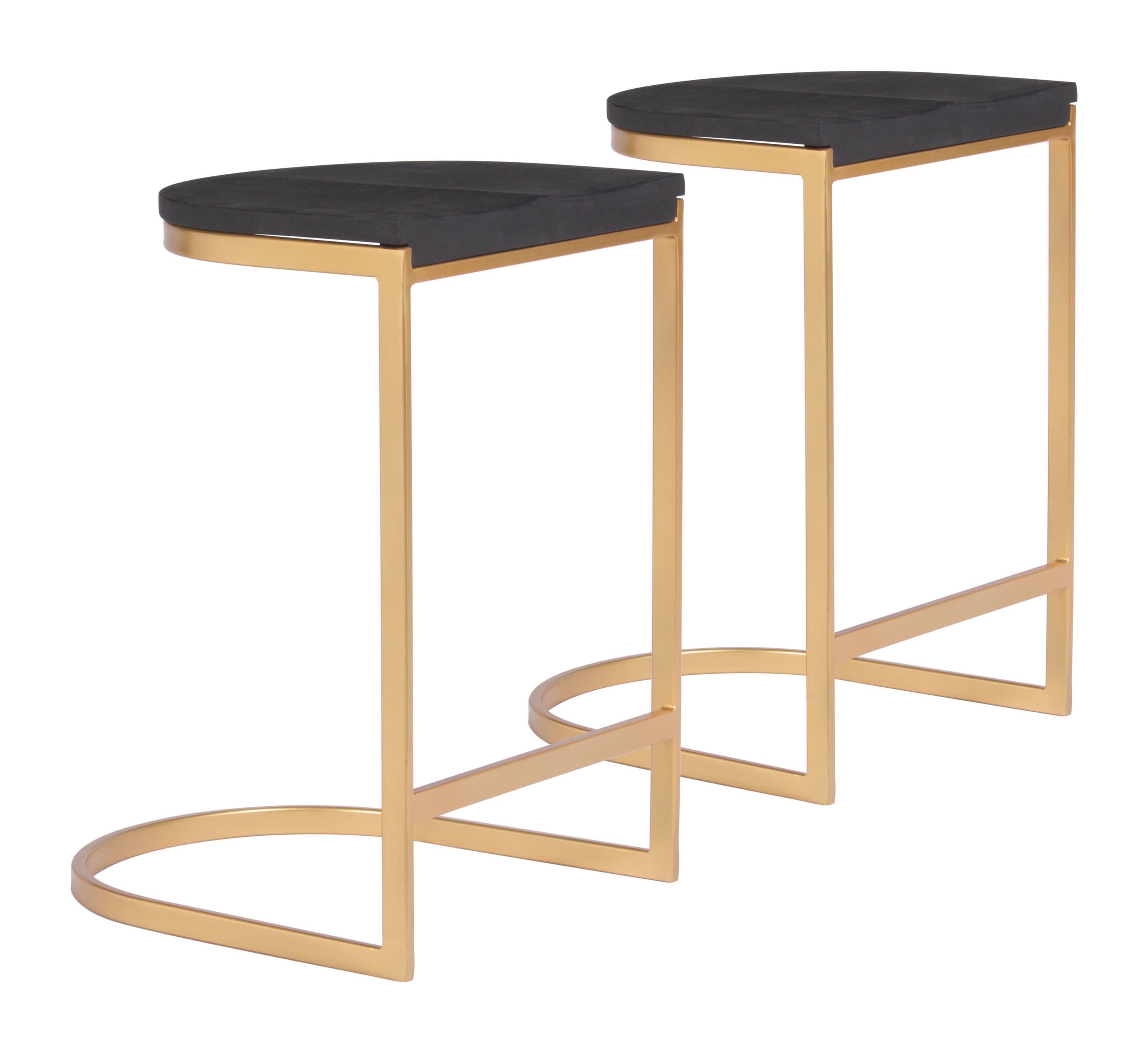 Zuo Modern 102046 Louis Set of 2 Black 23.8-in H Counter height Saddle Seat Metal Bar Stool Back
