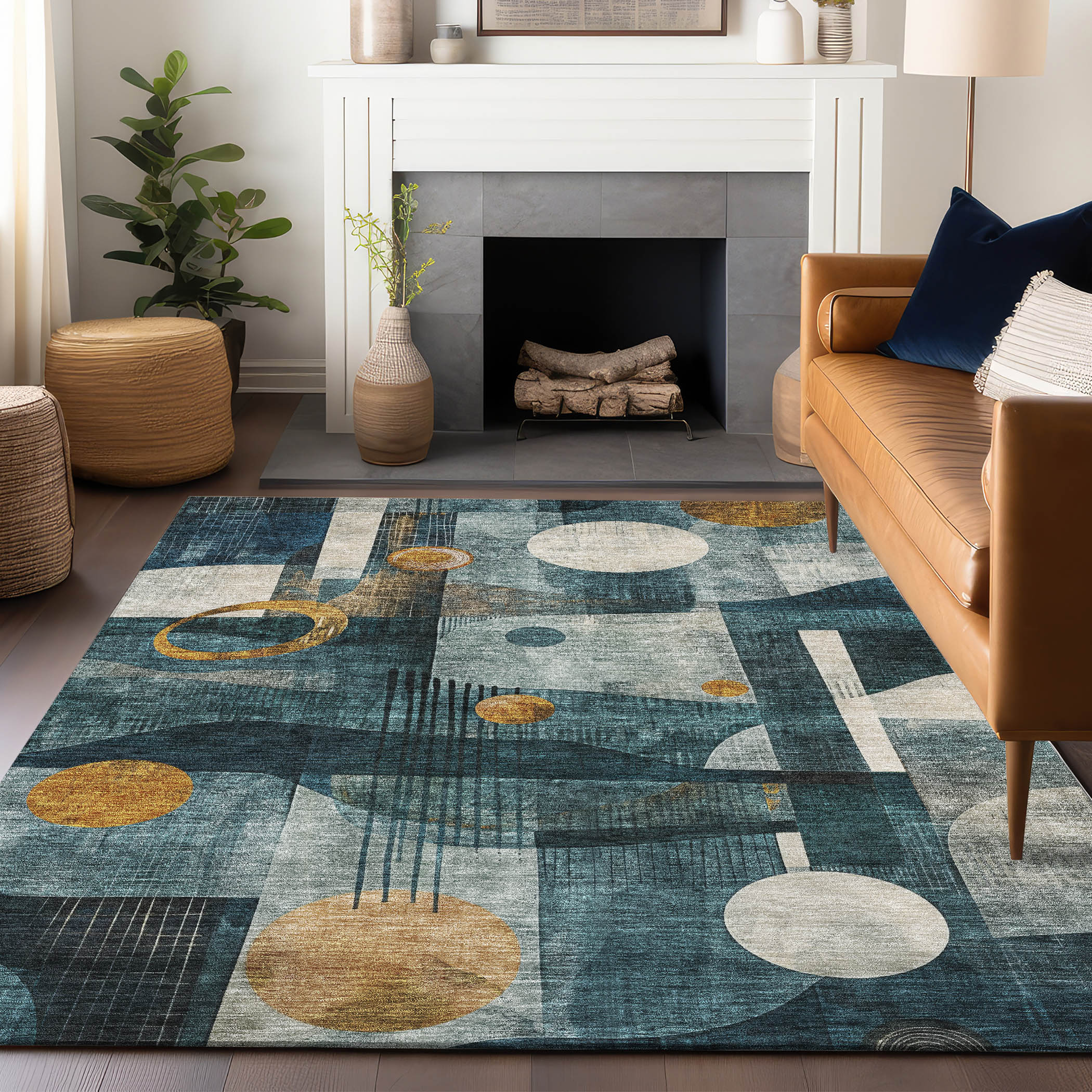 Addison Rugs ACN1126TE3X5 Chantille ACN1126TE 3 x 5 (ft) Loomed Teal Rectangular Indoor/Outdoor Geometric Machine washable Pet Friendly Area rug
