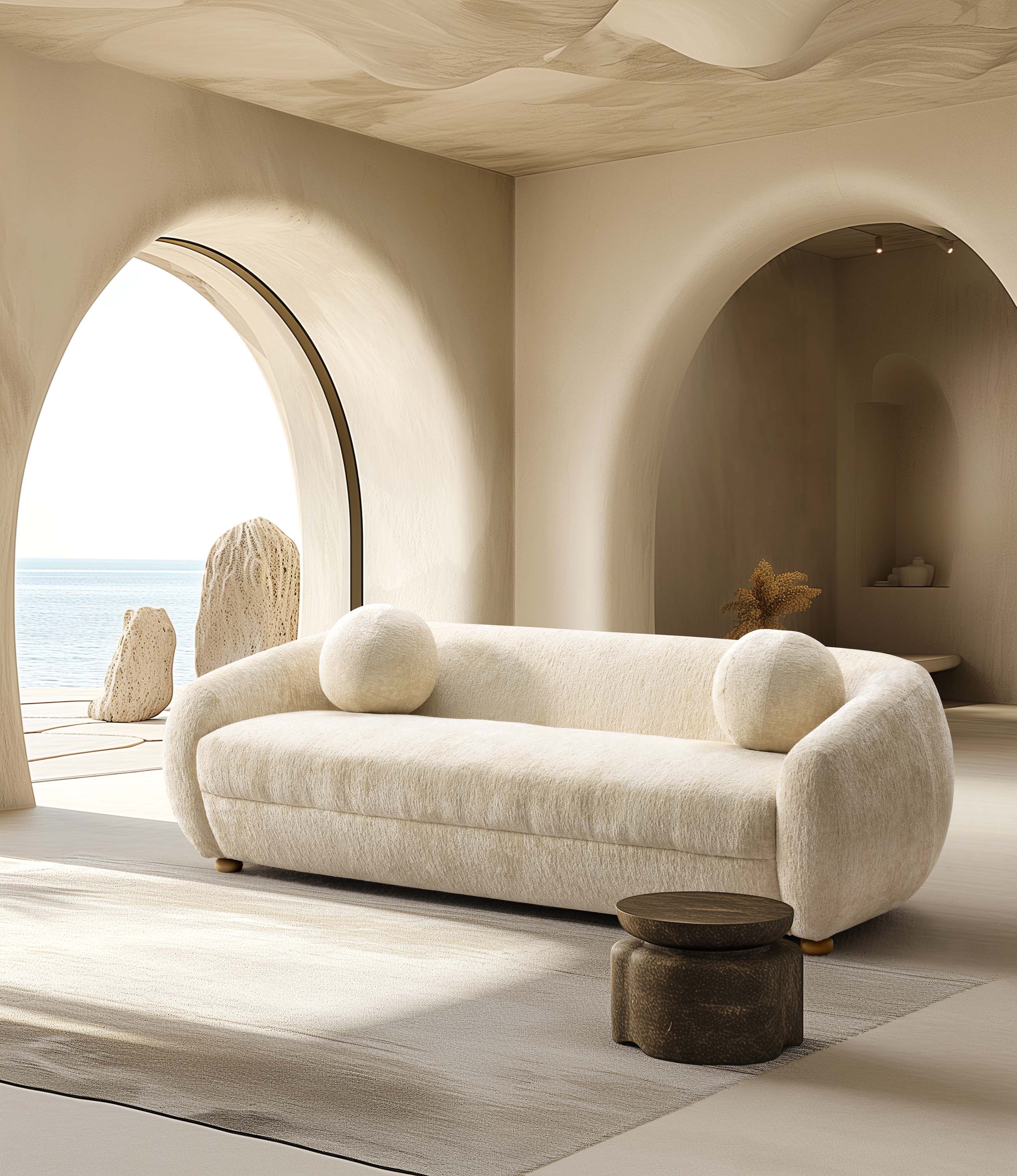 Manhattan Comfort SF015-CR 85.8-in Modern Cream Twill Sofa