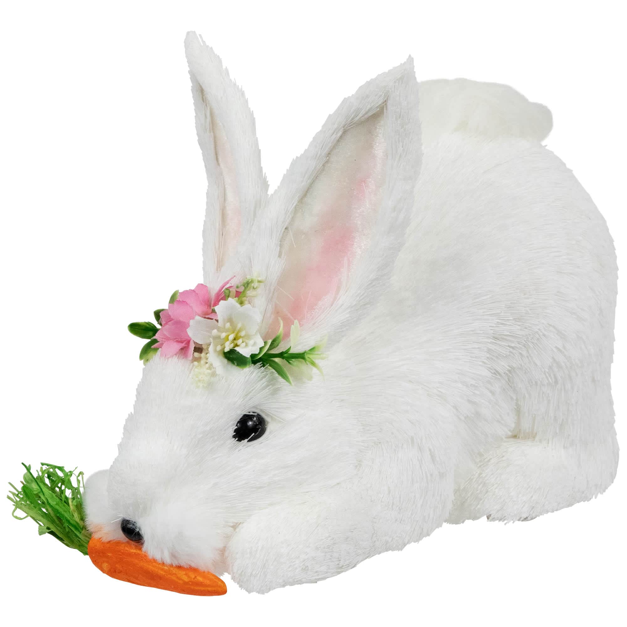 Easter Rabbit with Carrot Figurine - 9.25 inch - White