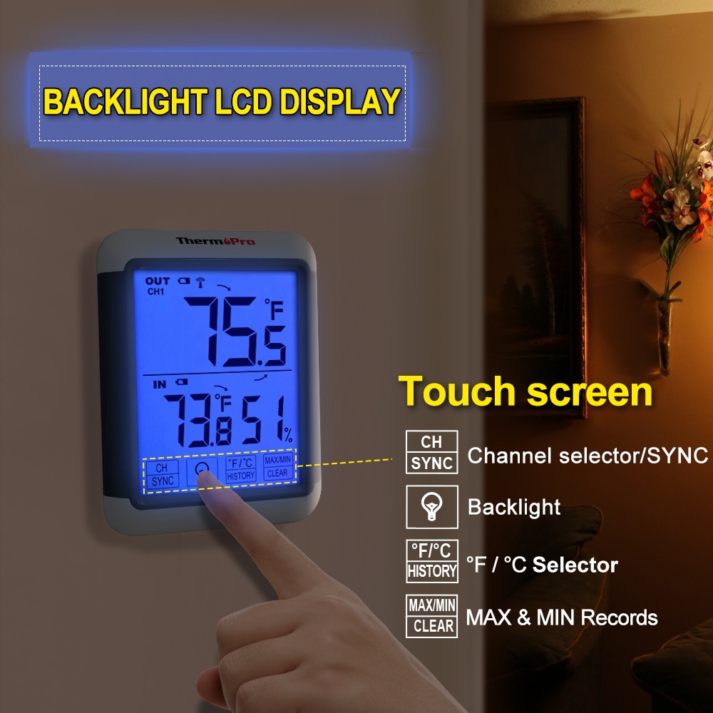 cool2day Digital LCD Indoor Outdoor Thermometer Humidity Temperature Hygrometer White 