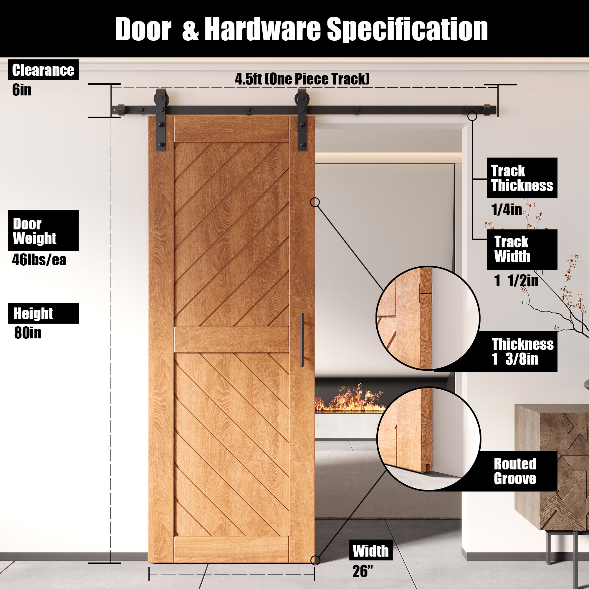 HOMACER YT1H054C-XT3-2680-EA Barn-Doors - View #2
