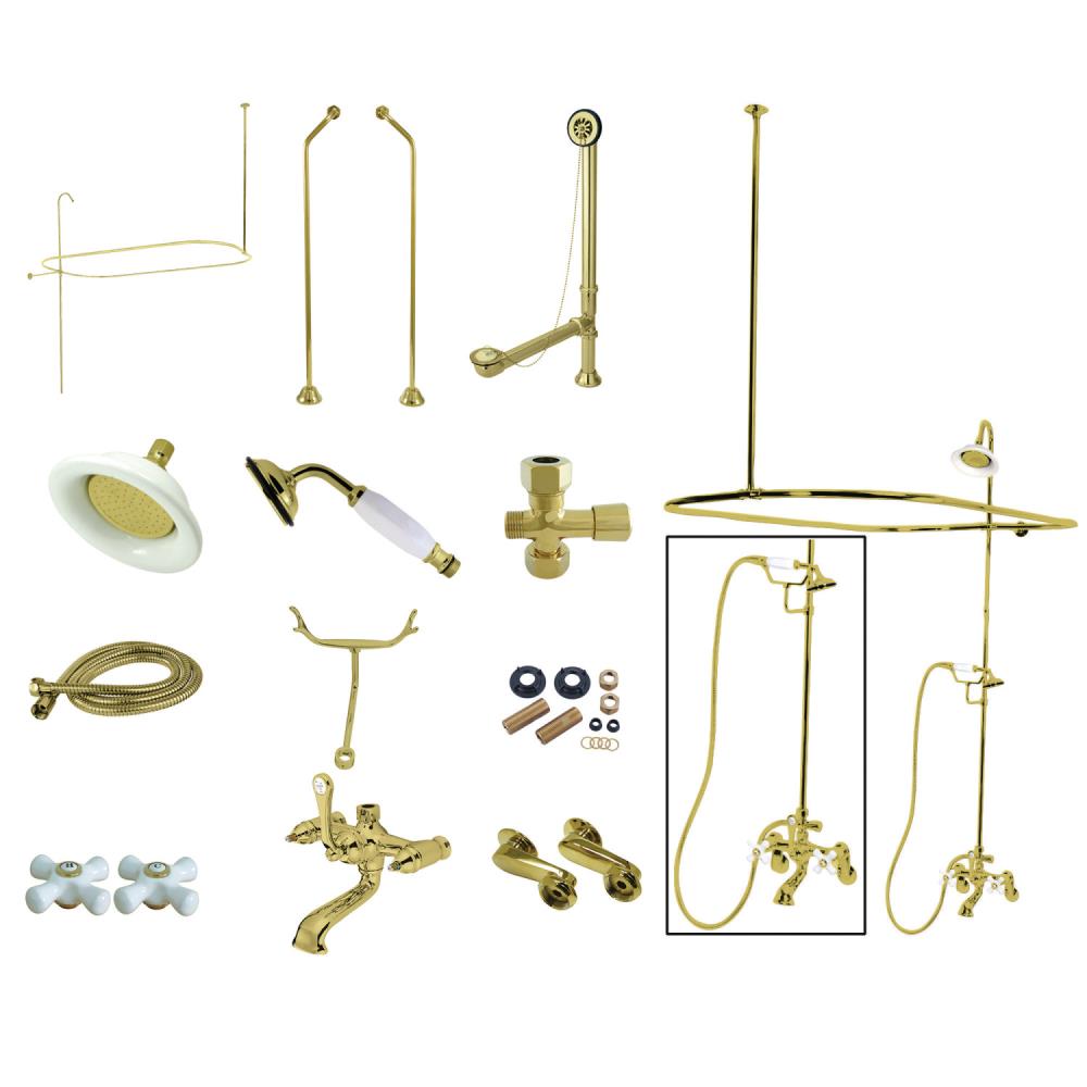 Kingston Brass Vintage Wall Mount Down Spout Clawfoot Tub and Shower Package; Oil Rubbed Bronze