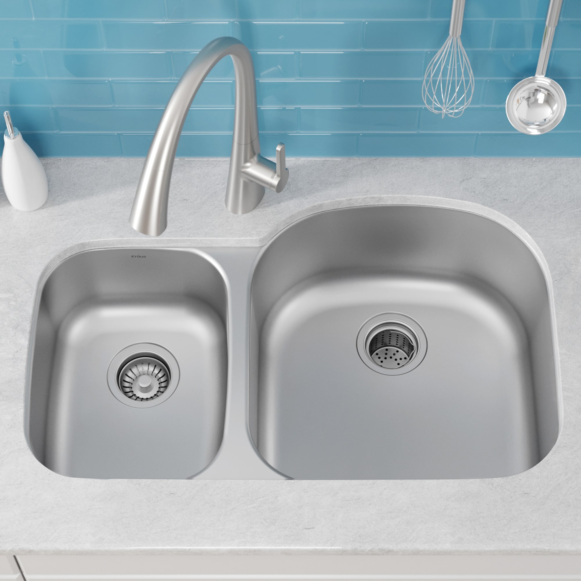 Kraus 32-inch Satin Stainless Steel Undermount Double Bowl Kitchen Sink
