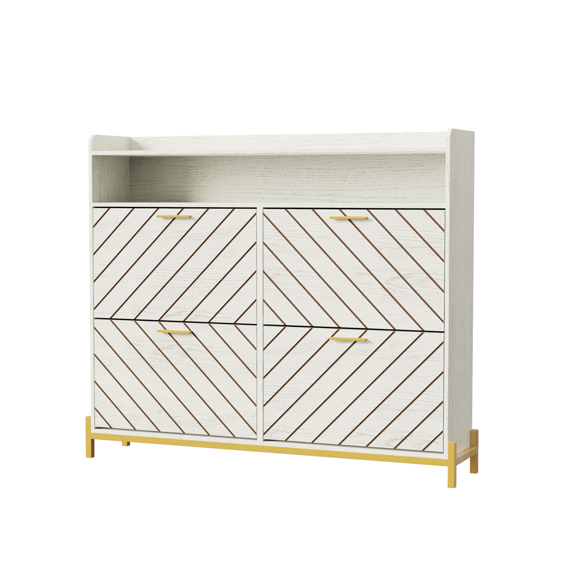 SINOFURN SYC080003WT 38.9-in H 2 Tier 24 pair White MDF Shoe cabinet