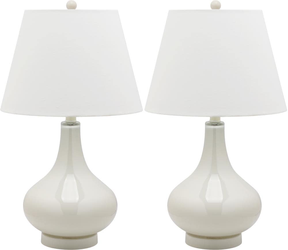 Safavieh LIT4087F-SET2 Amy Modern/contemporary Medium base (E-26) Lamp Set with White Shades