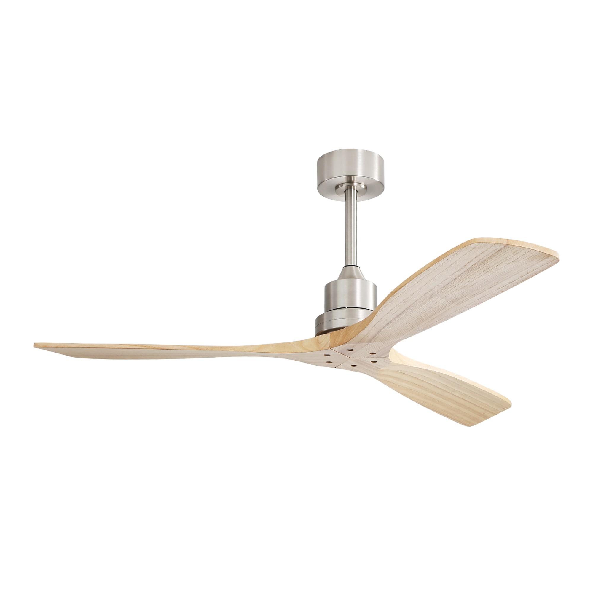 SINOFURN SYB570006GD 52-in Outdoor Nickel + Brown with Wood Blades Ceiling Fan Without Light - Remote Included ( 3 -Blade )