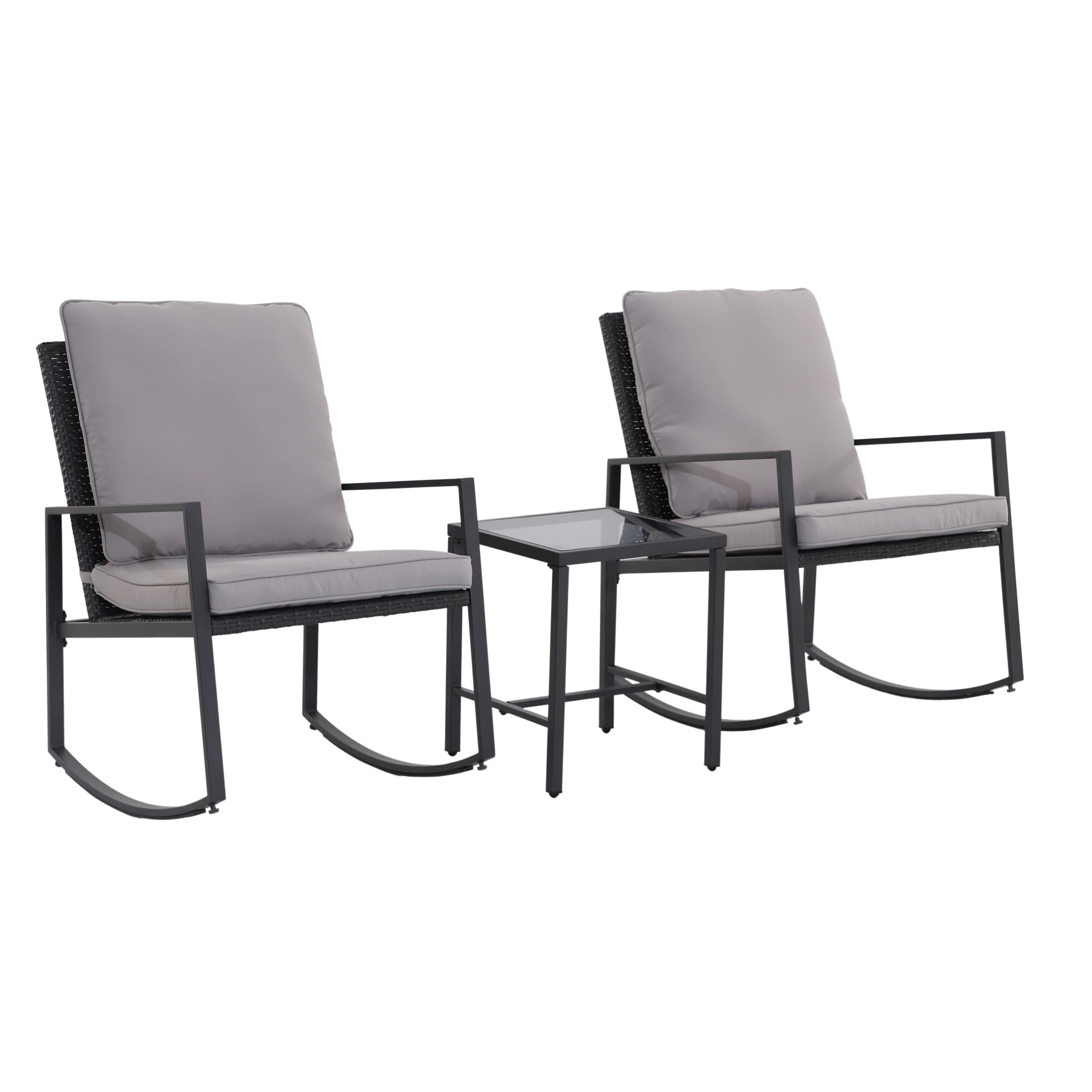 Style Selections FRS71107R-T 3-Piece Wicker Patio Conversation Set with Red Cushions