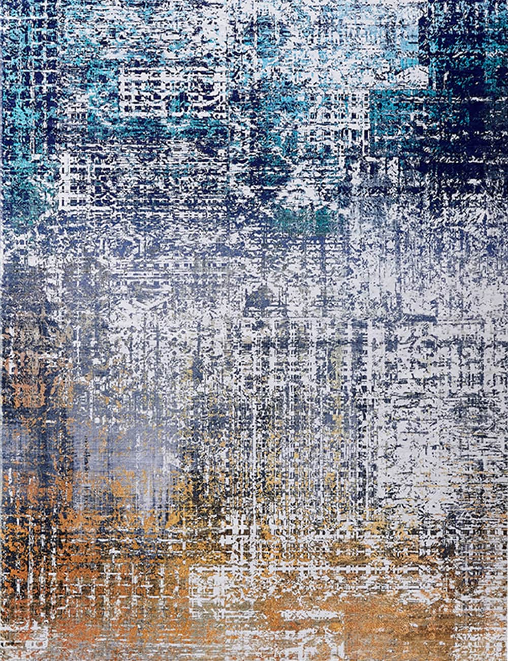 Amazing Rugs ZP1024-46 4 x 6 (ft) Loomed Polyester Turquoise/Gray/Rust Rectangular Indoor Abstract Machine washable Area rug