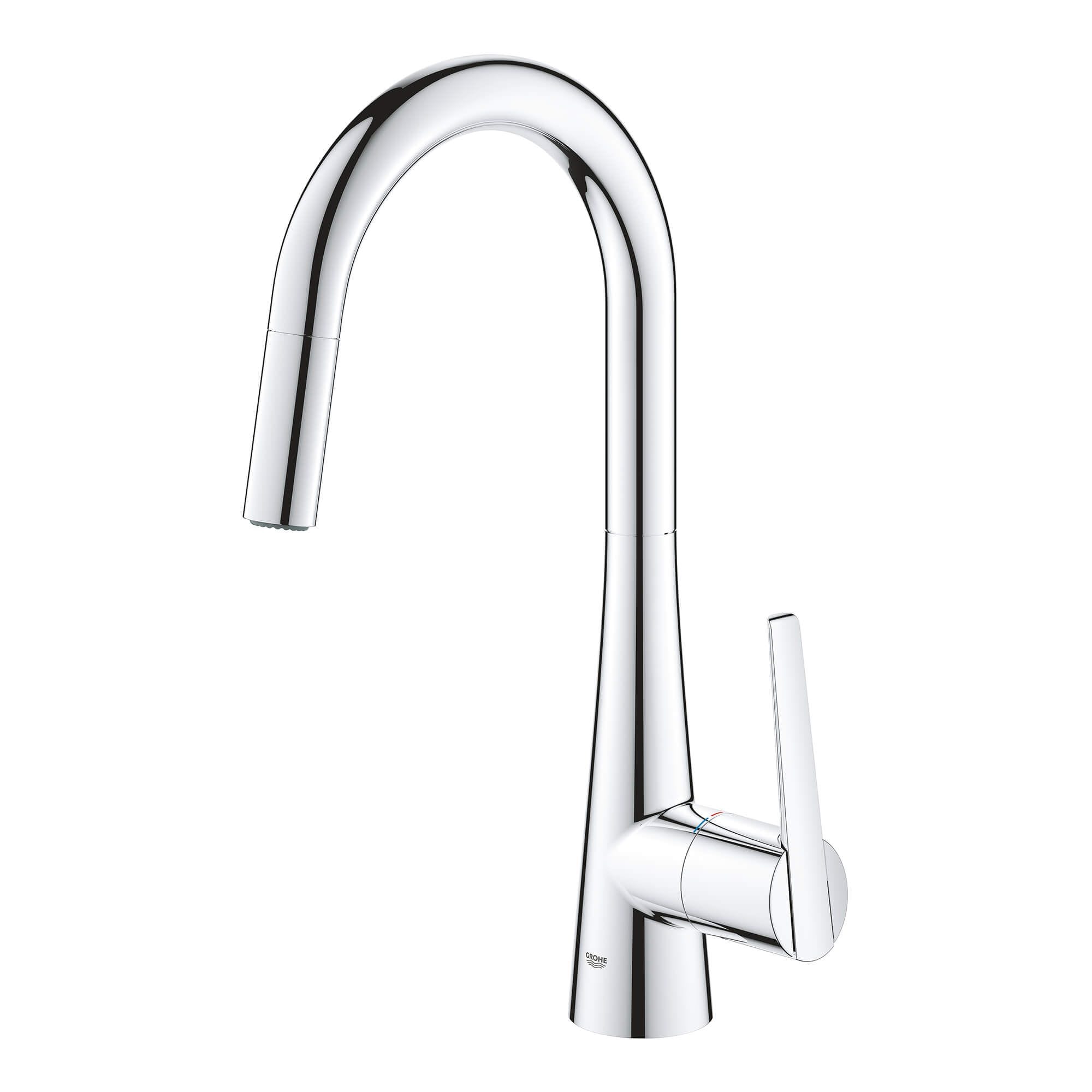 GROHE Zedra Starlight Chrome Single Handle Pull Down Kitchen Faucet   61291830 