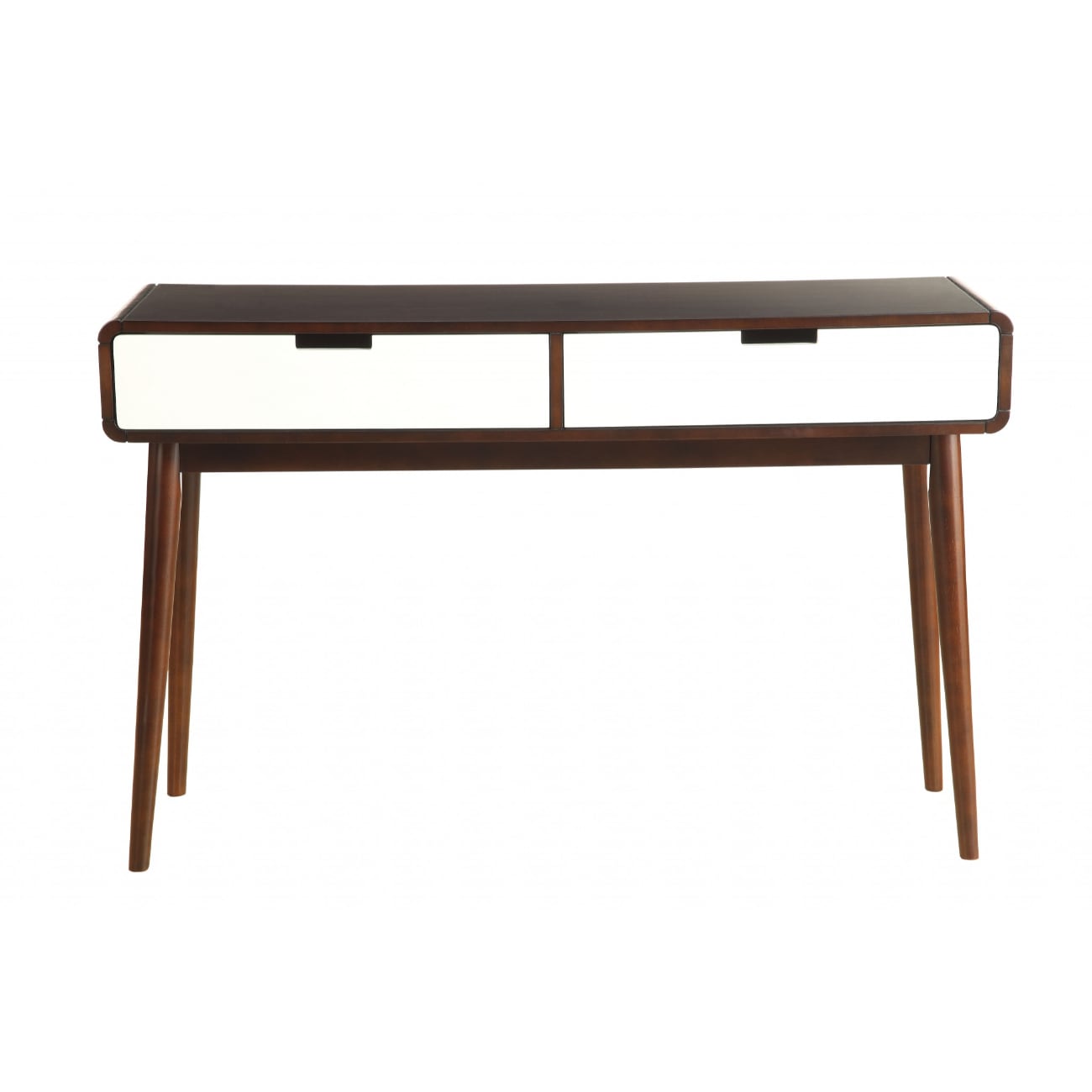 HomeRoots 4000286322 Mahogony and White Double Drawer Console Table