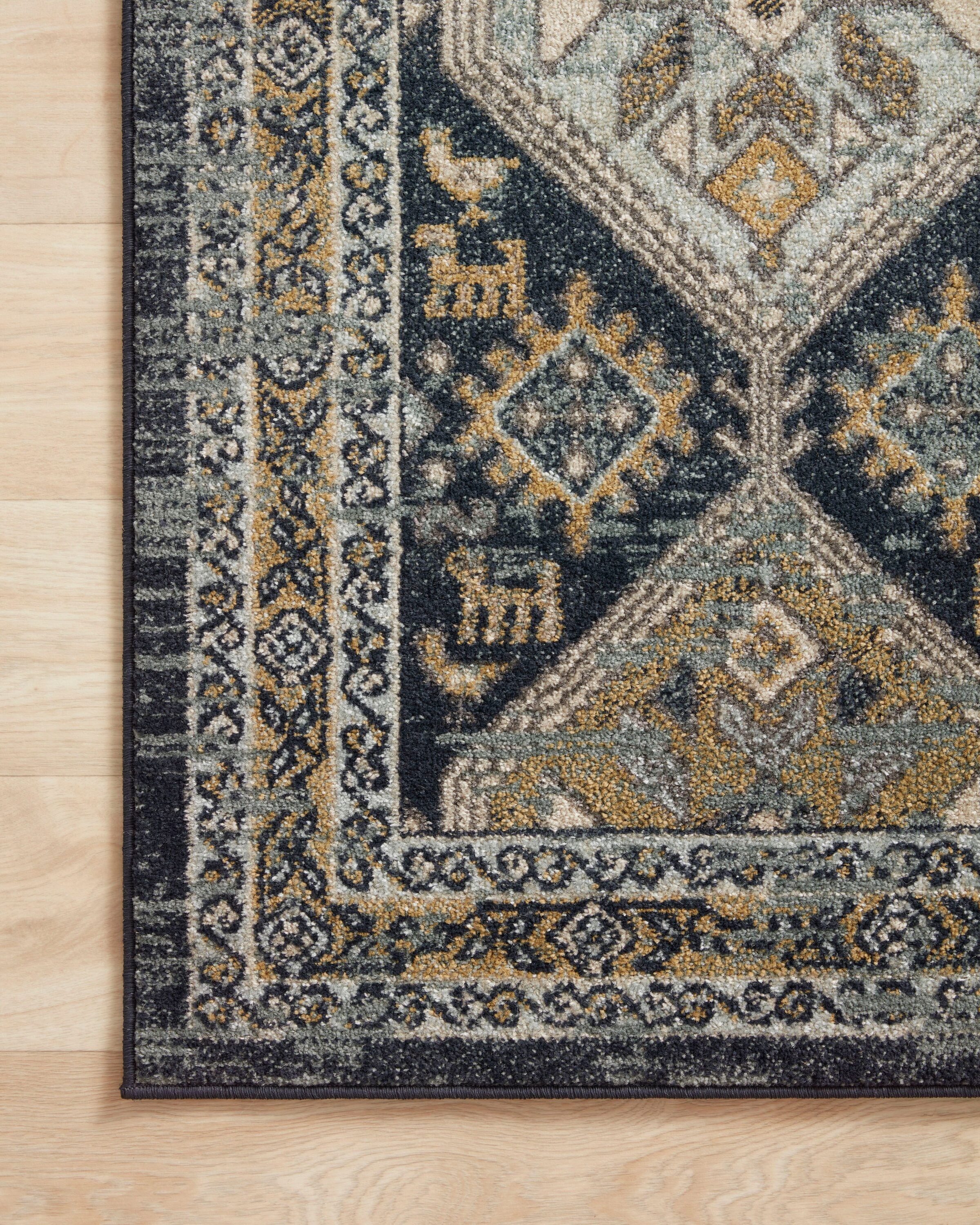 Oriental Reversible Navy Blue Synthetic Runner Rug 27"x90"