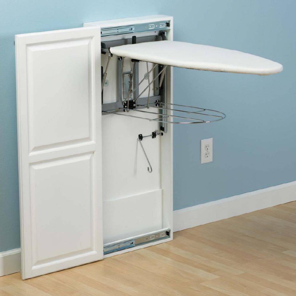 Stow Away White Wall-mount Built-In Ironing Board (5.875-in x 17.75-in x  43.5-in) at
