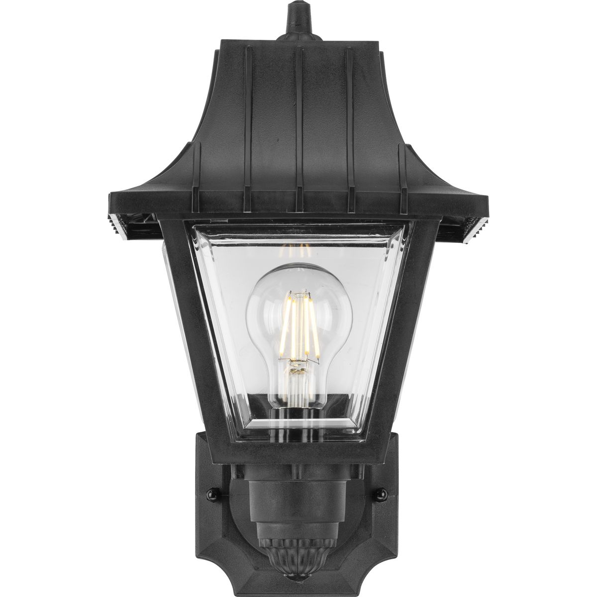 Black Energy Star Outdoor Wall Lantern with Clear Acrylic Panels