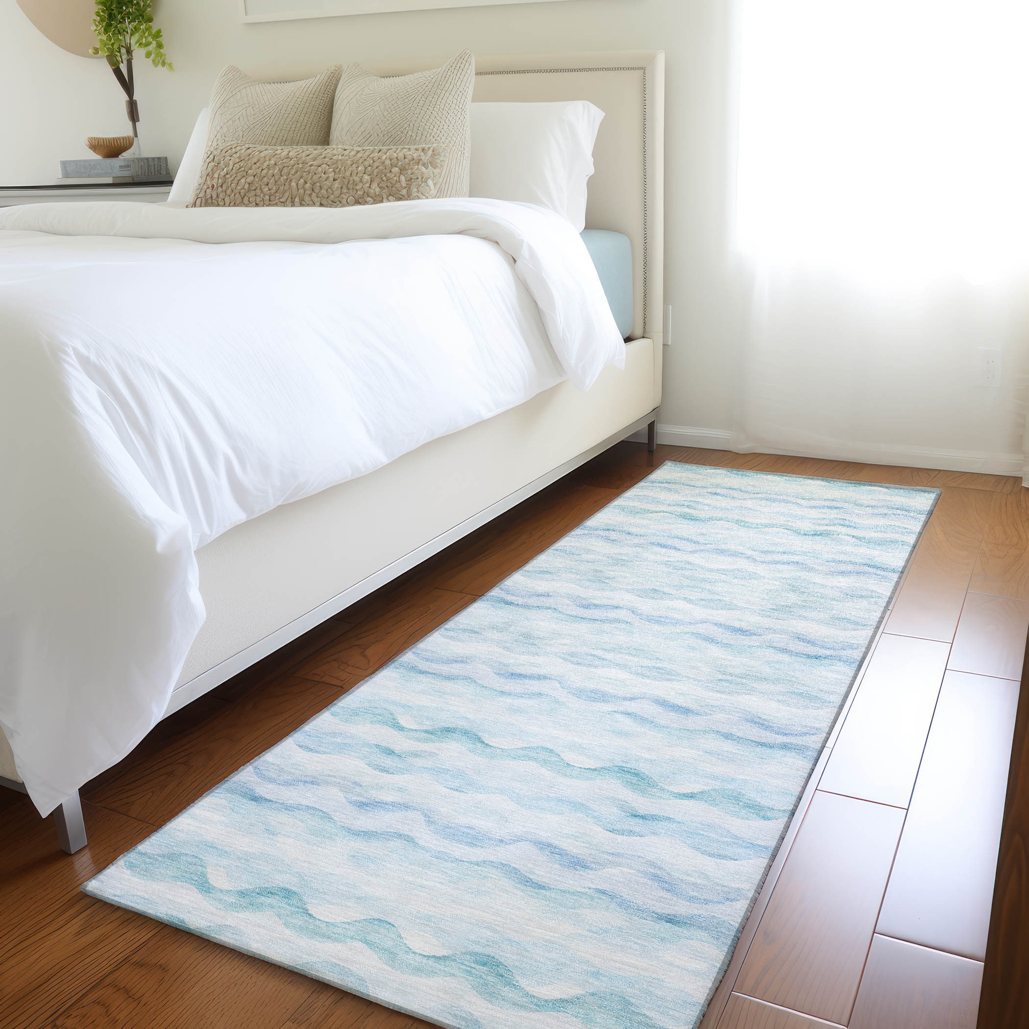 Addison Rugs AMF195BL2X8 Mayfield AMF195BL 2 x 7 (ft) Loomed Polyester Blue Rectangular Indoor Geometric Machine washable Area rug