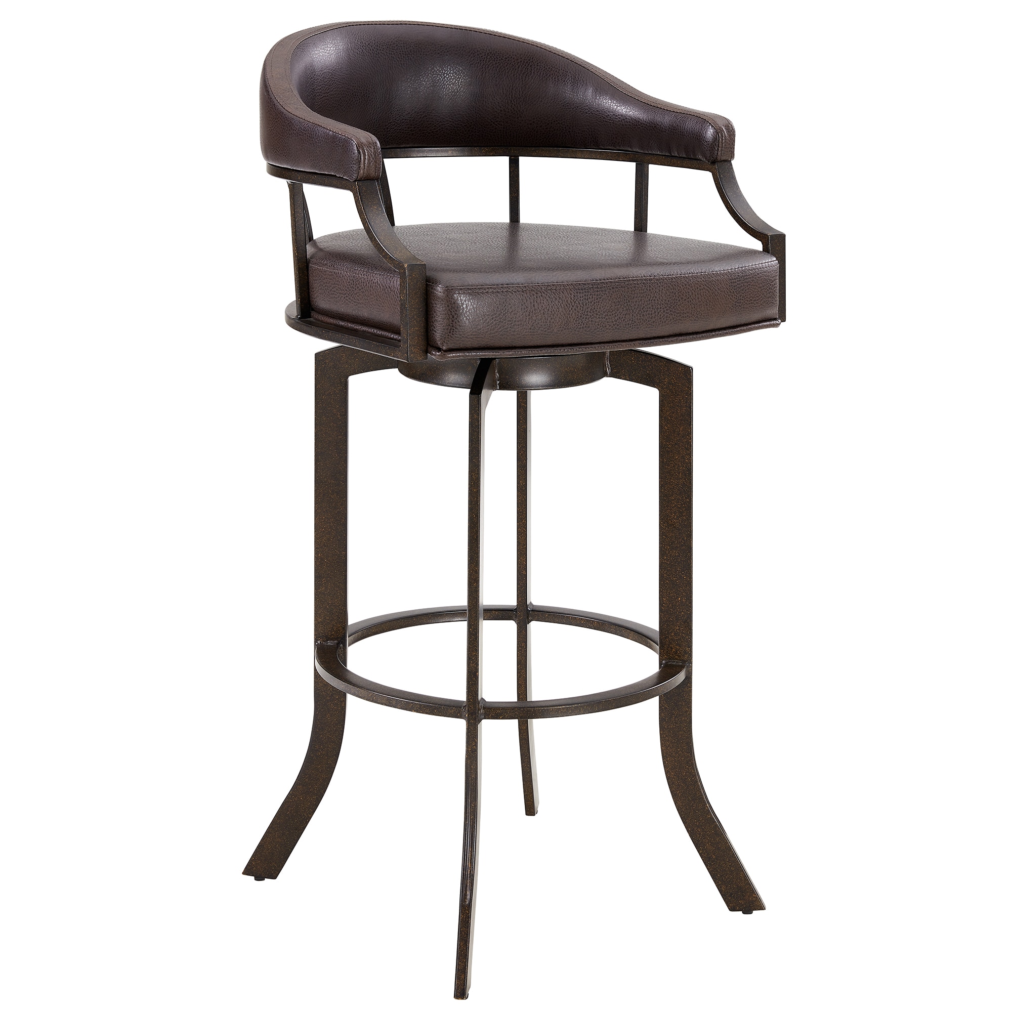 Armen Living 721535743292 Auburn Bay 26.0-in H Counter height Bucket seat Upholstered Swivel Metal Bar Stool and Back