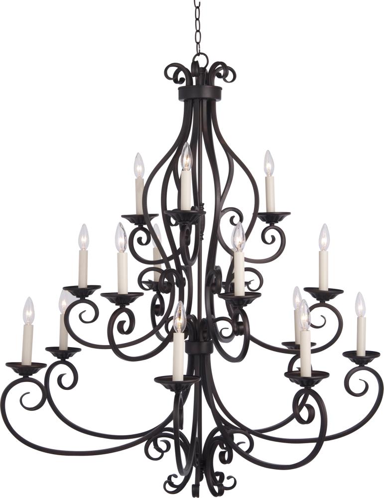 Maxim Lighting 12219OI Manor 15 -Light Oil-rubbed Bronze Traditional For Use in Bedrooms, Dining Rooms, Foyers, Kitchens, Living Rooms Chandelier