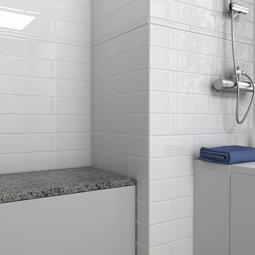 Boutique Ceramic Boutique Crafted White 5x14 5-in x 14-in Glazed Ceramic Subway Wall Tile