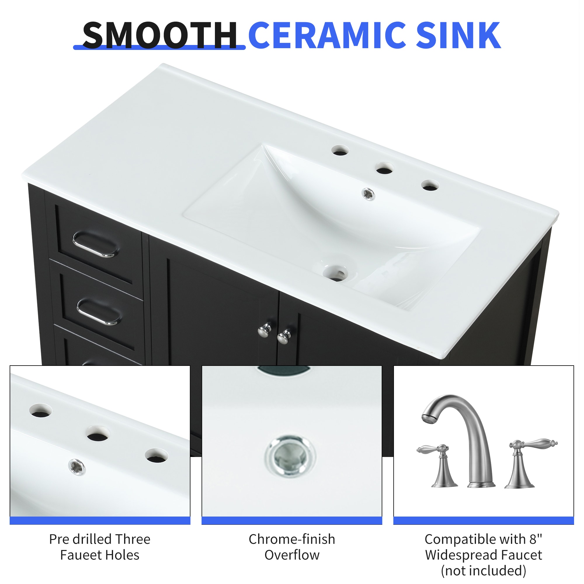 WELLFOR NIE-M5TP999 Bath-Vanity-Combo - View #3