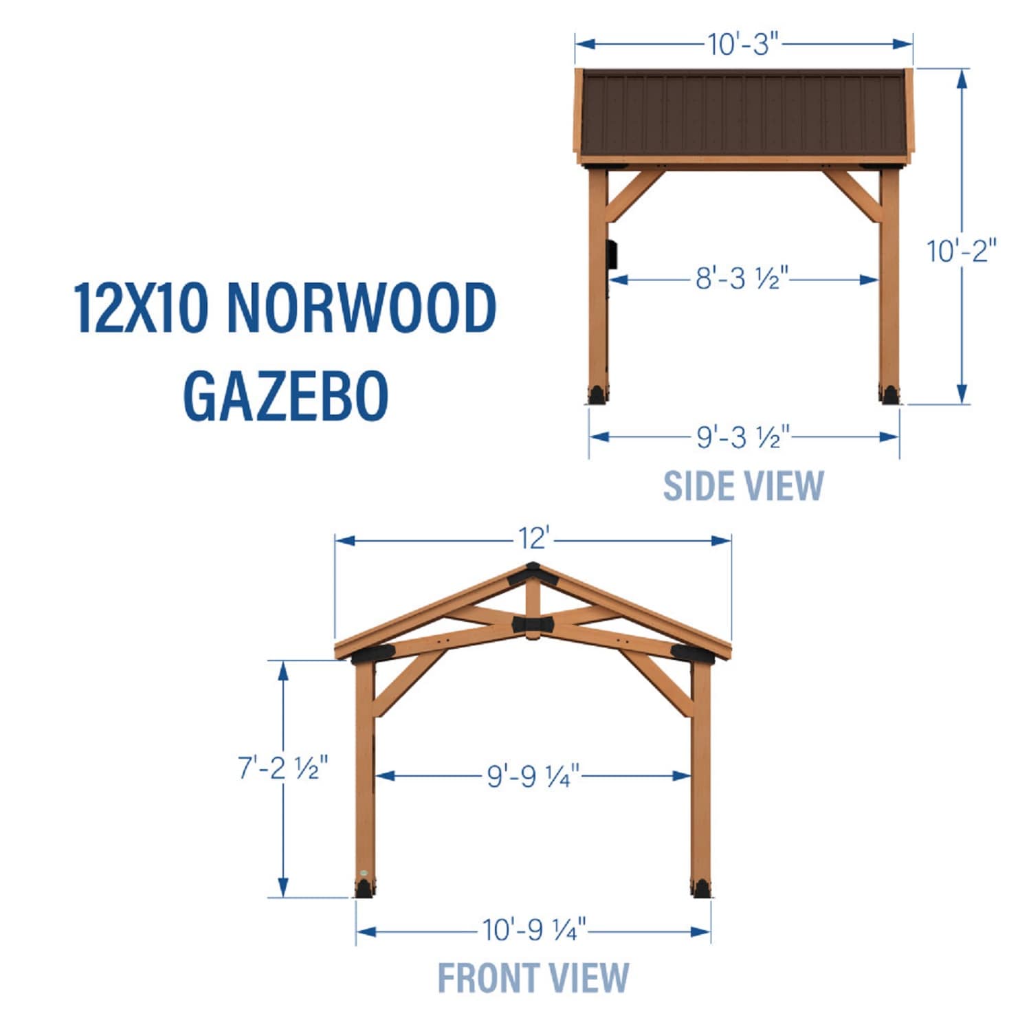 Norwood 12x10 Cedar and Steel Outdoor Gazebo