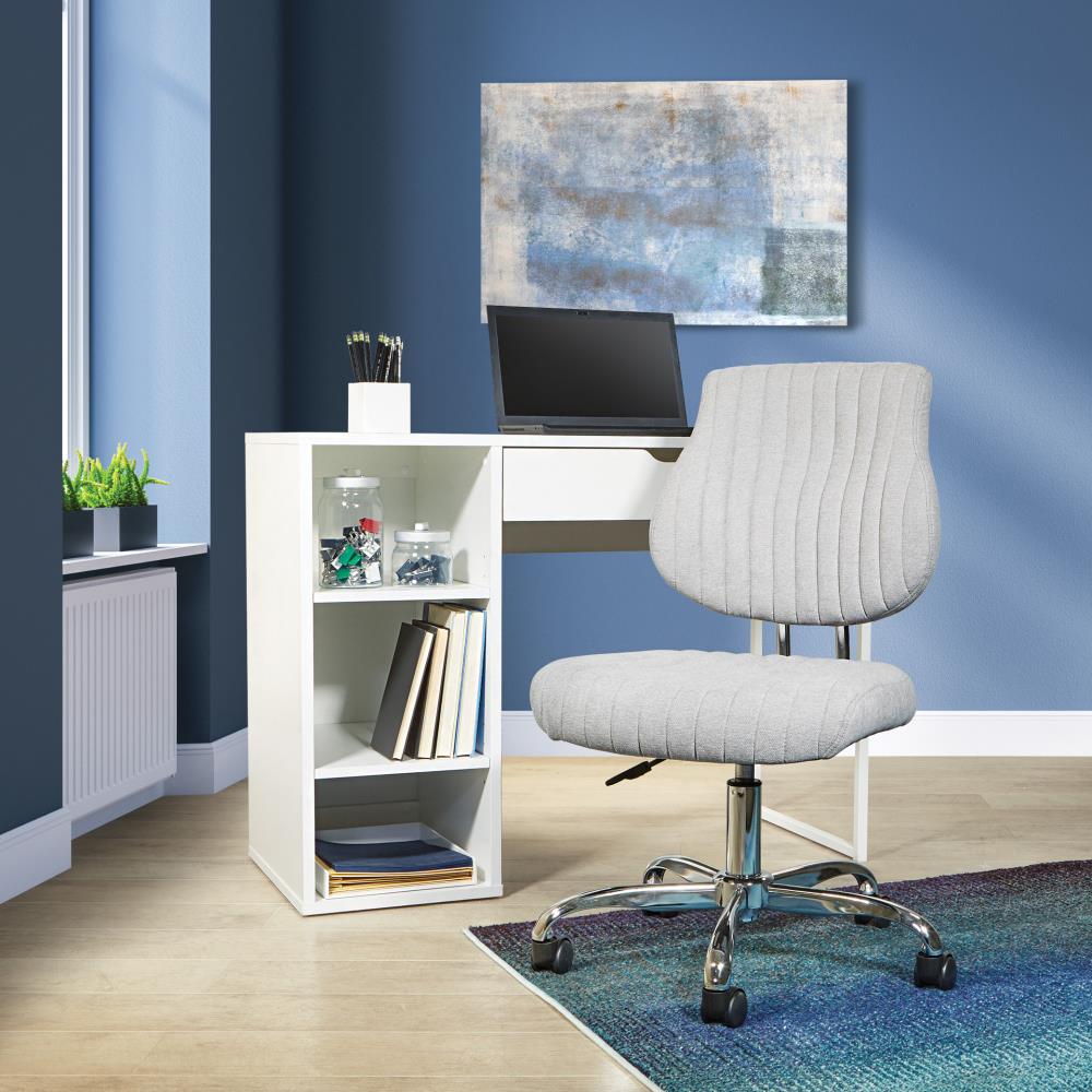Fog Gray Ergonomic Armless Swivel Office Chair with Chrome Base