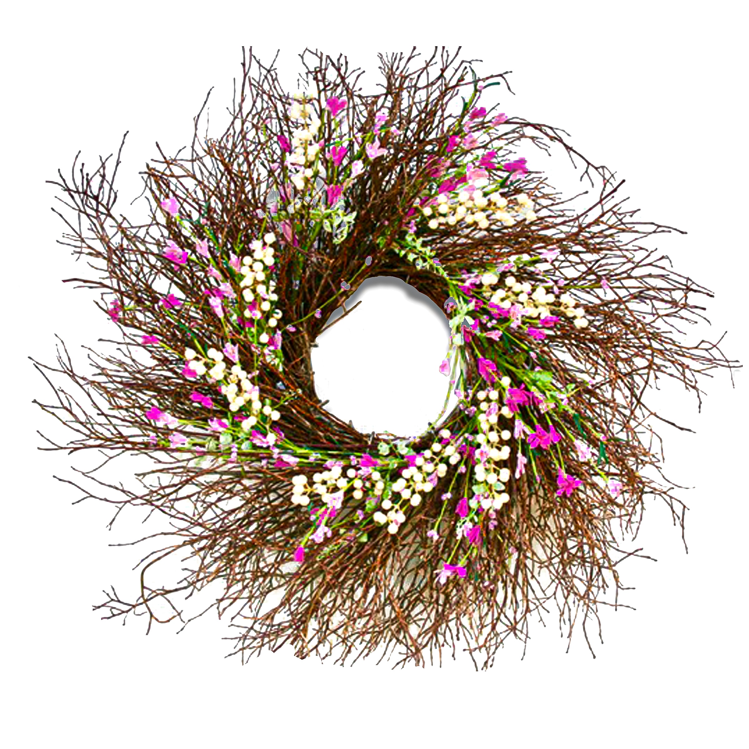 National Tree Company DS69-Y21G7080-1 6-in Pink Indoor/Outdoor Hanging Wreath Artificial wreath