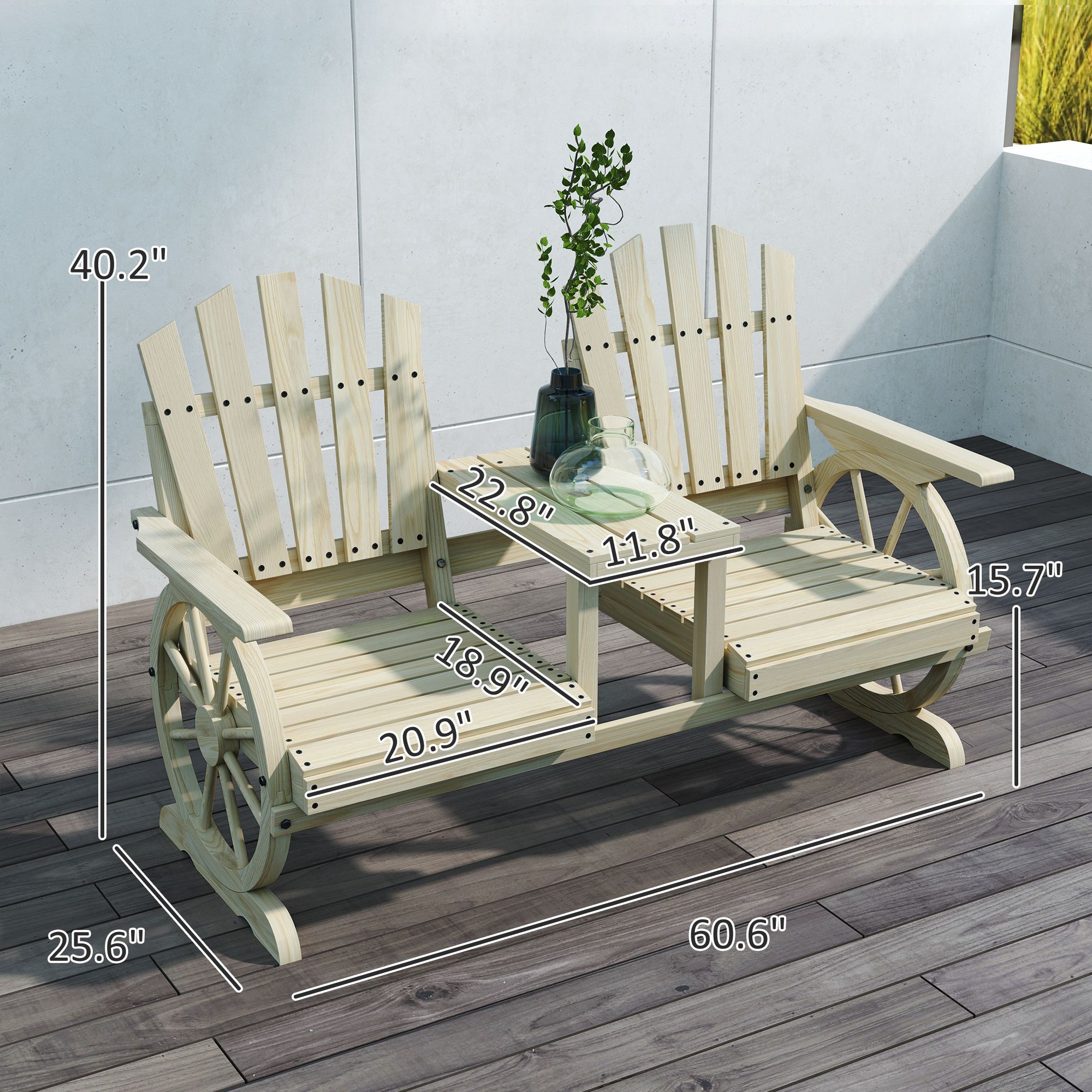 AHIOU HOME Solace 60.6-in W x 40.2-in H Natural Douglas fir Garden ...