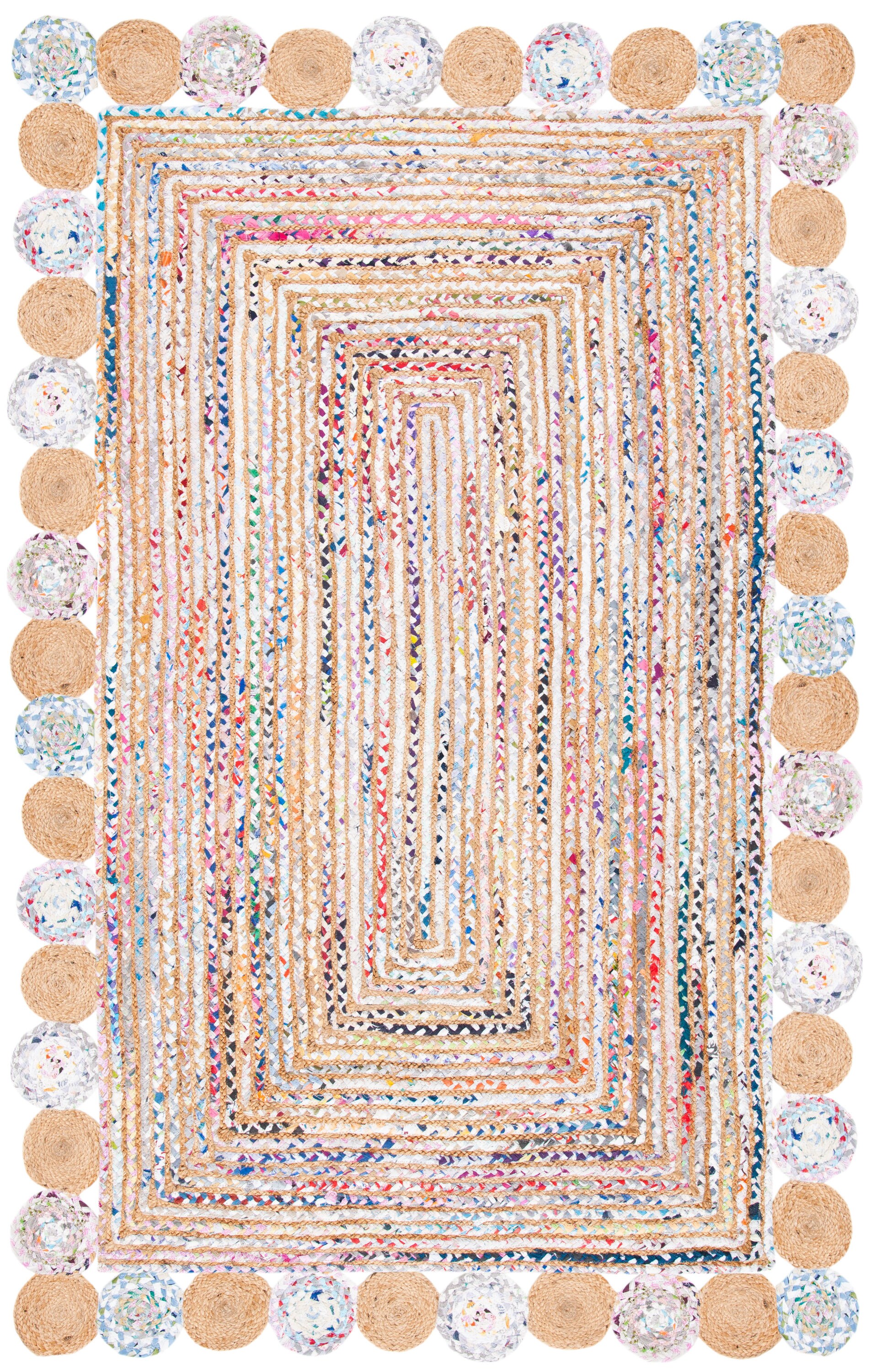 Safavieh CAP201B-5 Cape Cod Nashua 5 x 8 (ft) Jute Beige/Multi Rectangular Indoor Abstract Bohemian/Eclectic Area rug