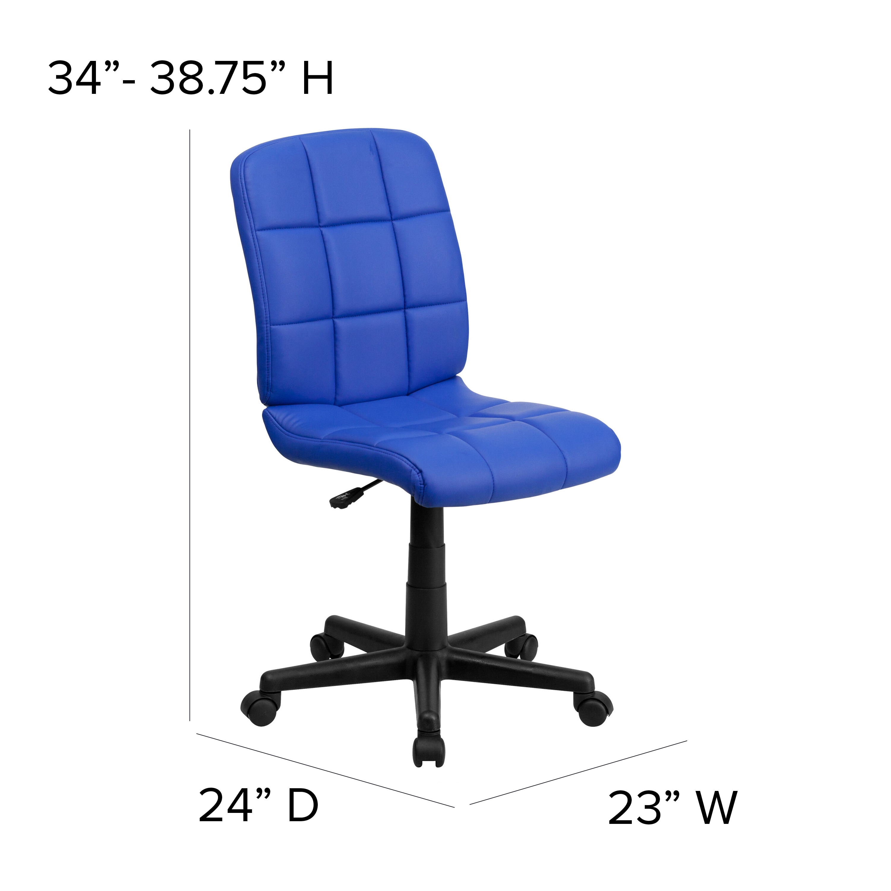 Mid-Back Blue Quilted Vinyl Armless Task Chair