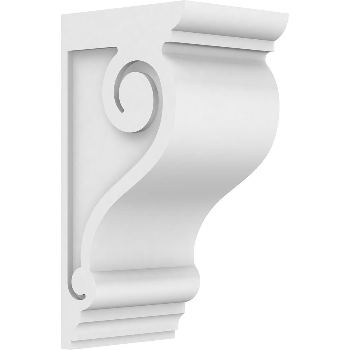 Ekena Millwork CORP07X09X18SCR 7-in x 9-in x 18-in Standard Scroll Unfinished White PVC Paintable Corbel