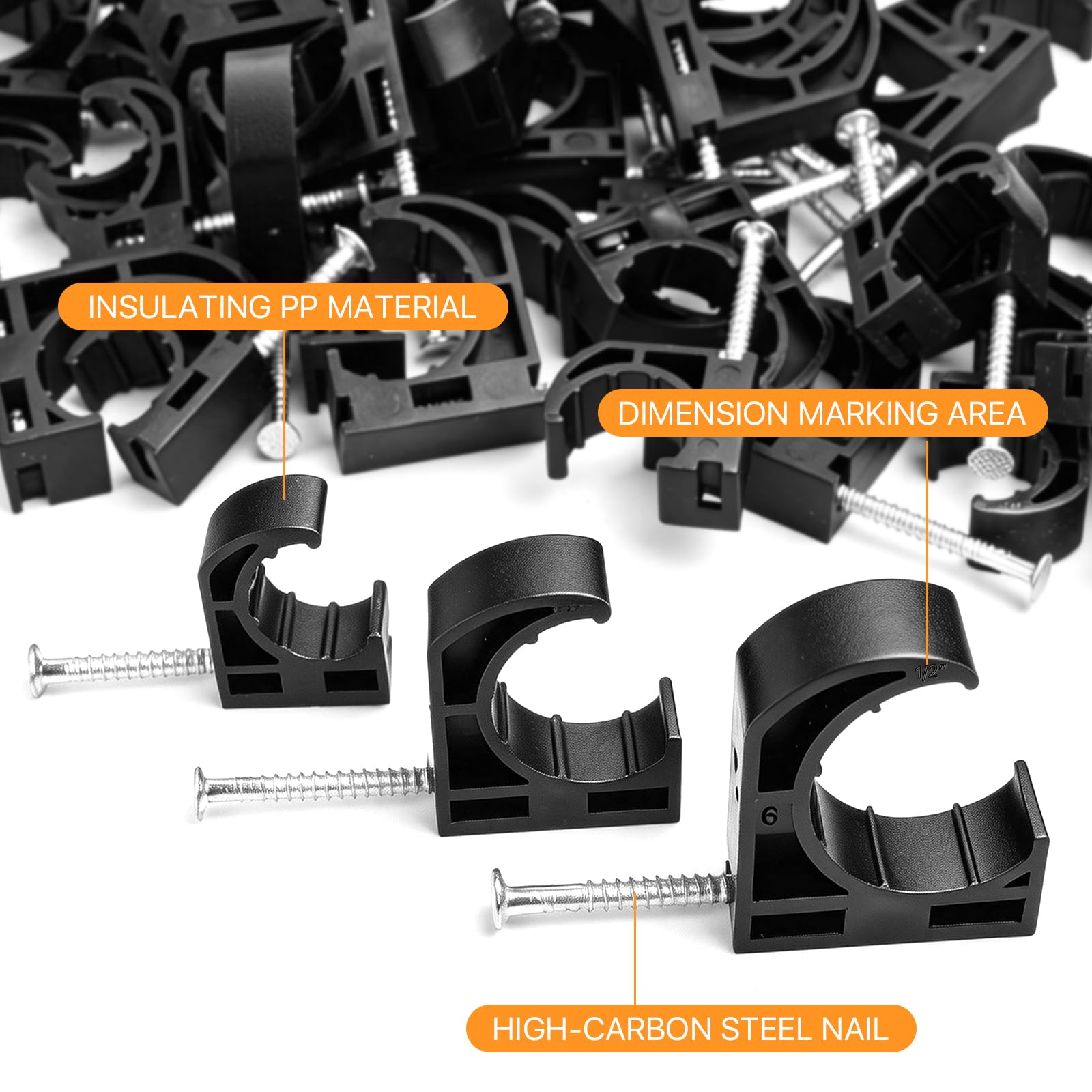 SenQWFa 120 Piece Half Clamp J Hooks with Nails for PEX Copper CPVC ...