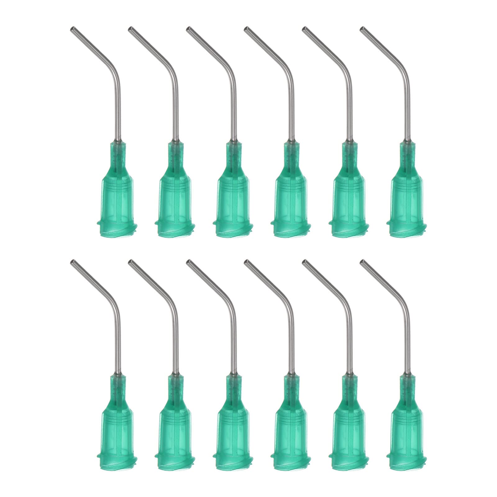 Ahfiwaso  12pcs Blunt Tip Epoxy Mixing Nozzles 18 Gauge 45 Degree Bent Dispensing Tips 1 inch End Angled Needles with Luer Elbow for Precise