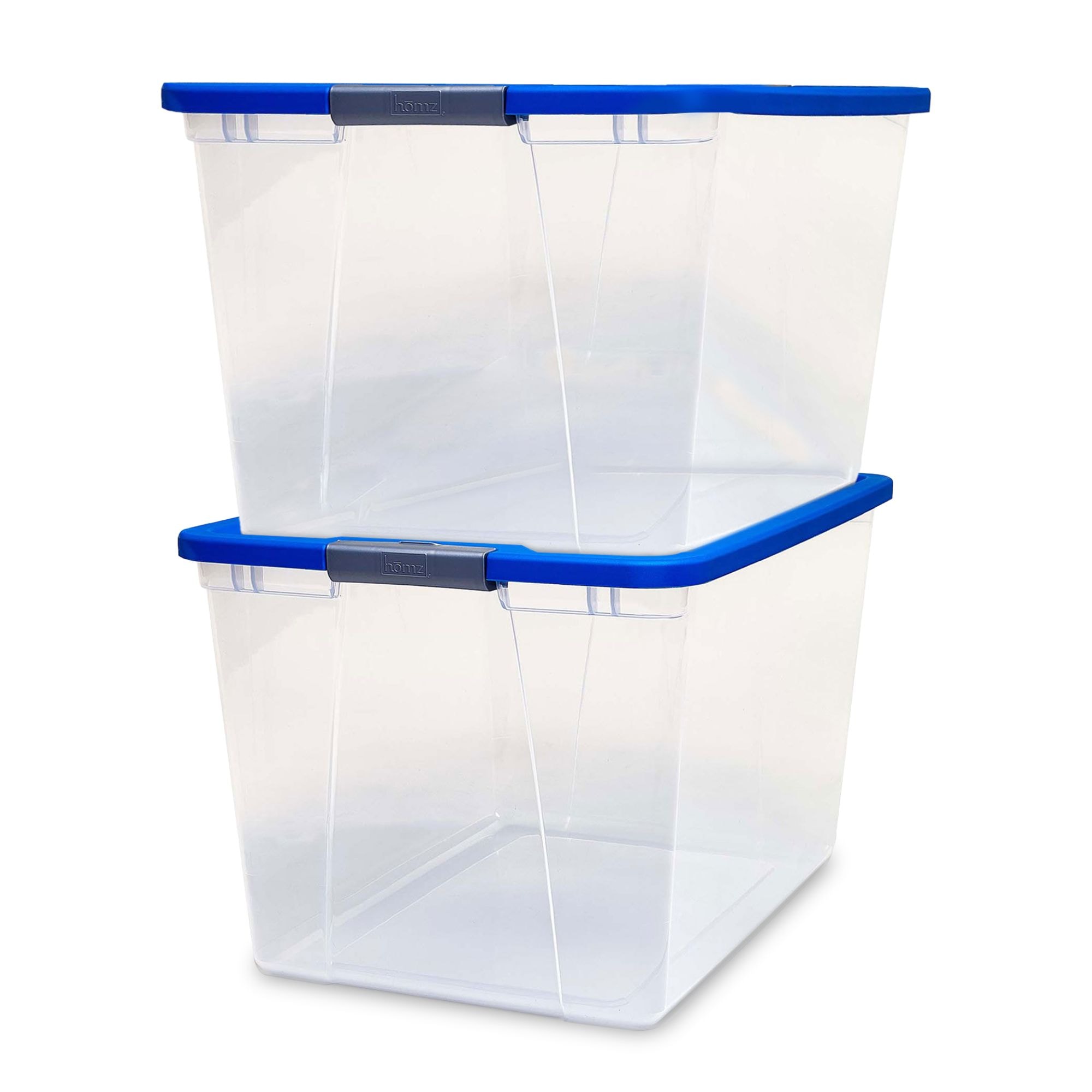 Homz Products 174082 ( 16.12 W x 13.5 H x 23.5 D ) Blue Lid (64 QT) Plastic Stackable Bin