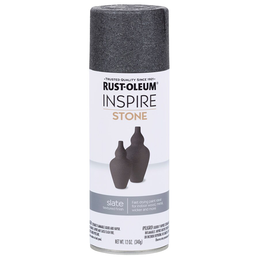 Rust-Oleum 303508 Stone Matte Slate Textured Spray Paint and Primer In One (NET WT. 12-oz)