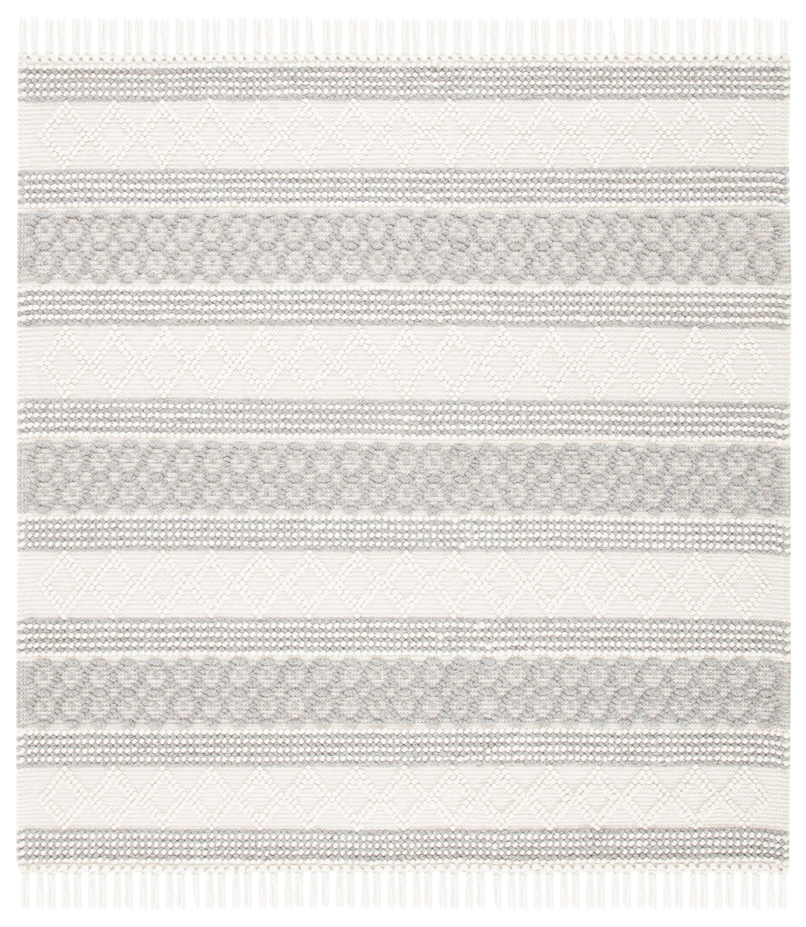 Safavieh NAT859A-6SQ Natura Potita 6 x 6 (ft) Wool Ivory/Gray Square Indoor Abstract Bohemian/Eclectic Area rug
