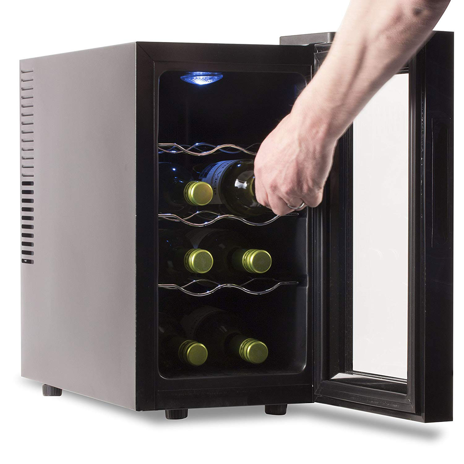 BLACK+DECKER 9.7-in W 6-Bottle Capacity Black Freestanding Wine Cooler
