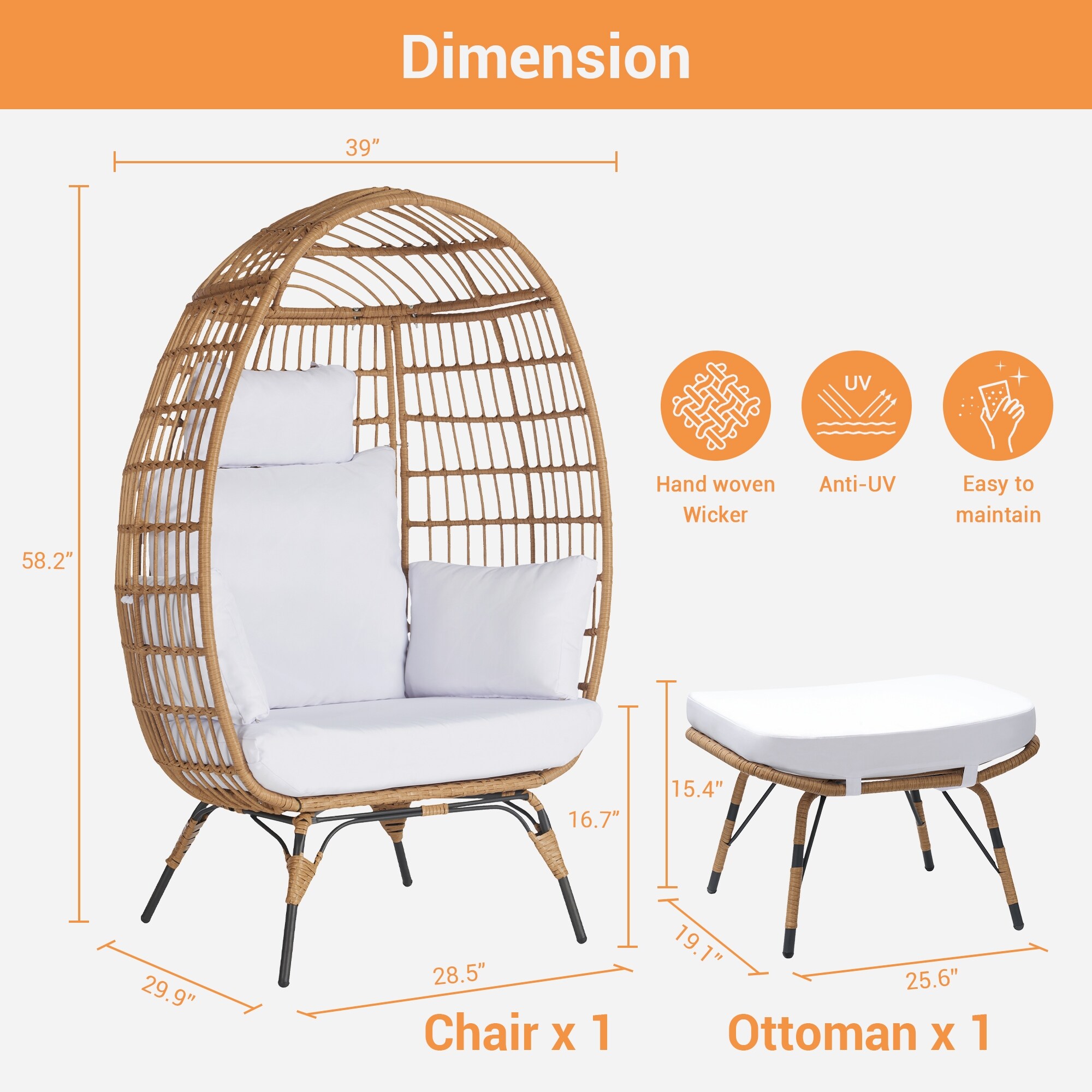 SANSTAR L-RJDC52WT-AD Patio-Conversation-Sets - View #2