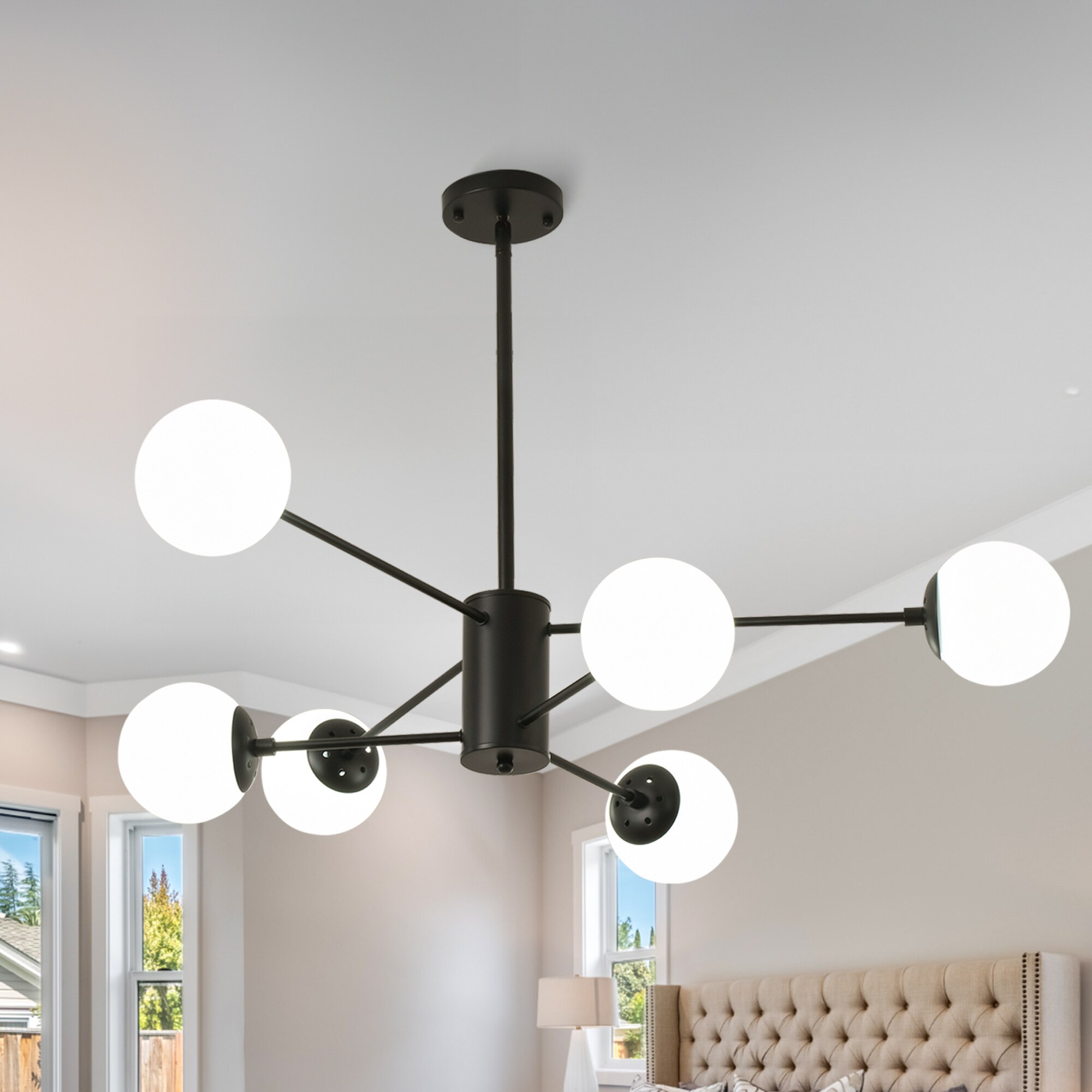 BABOOM Modern American Style Chandeliers 6-Light Matte Black Modern ...