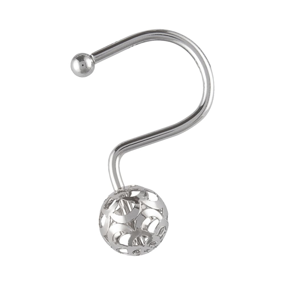 Utopia Alley  Rust-Resistant Metal Shower Curtain Hooks with Hollow Ball Design Shower Hooks Hangers for Bathroom Kitchen Utensils Curtains Clothing Towels etc - Set of 12 Chrome