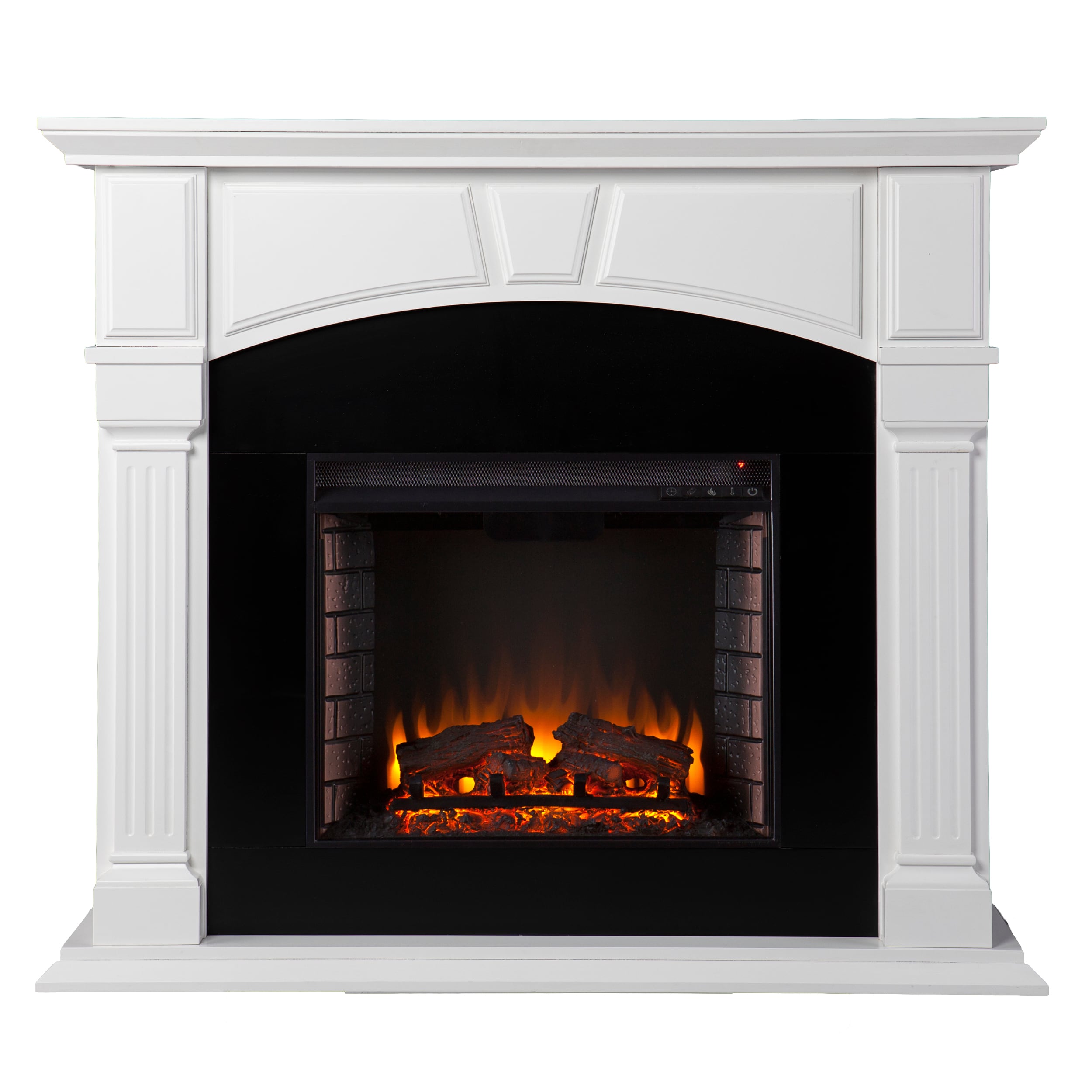 Southern Enterprises FE1153859 48-in W White and black Free standing Fan-forced Flat wall Electric Fireplace with Remote Control Included