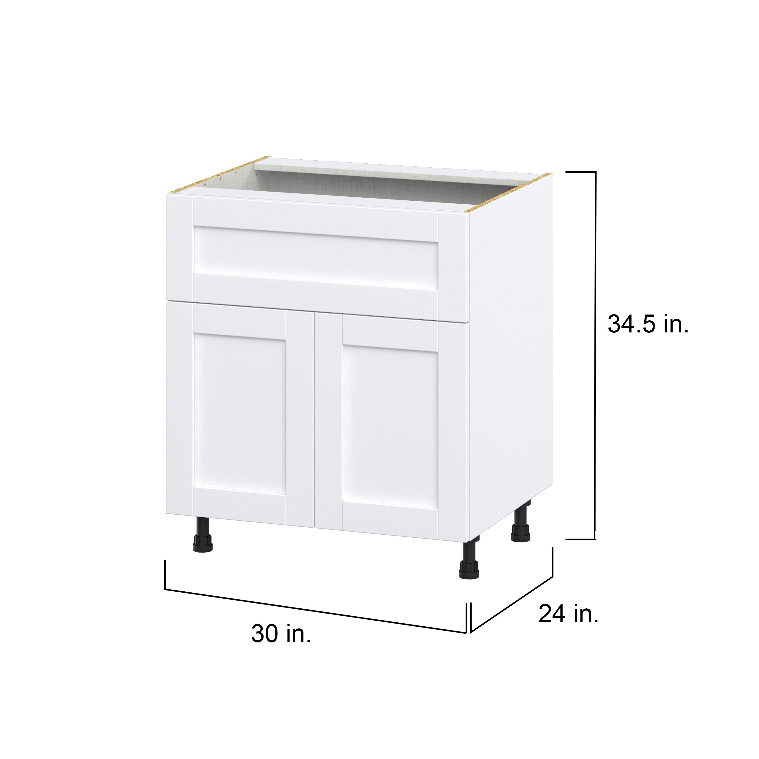 Hugo&Borg Rosemont 30-in W x 34.5-in H x 24-in D Glacier White 2-Drawers Base Fully Assembled Cabinet (Flat Panel Shaker Style)