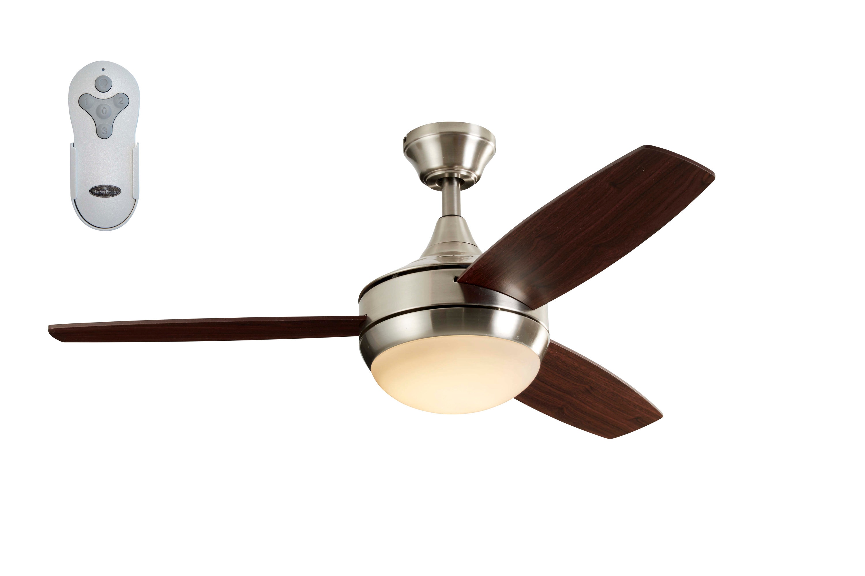 Harbor Breeze Beach Creek 44-in Brushed Nickel LED Ceiling Fan with Light Remote Control and 