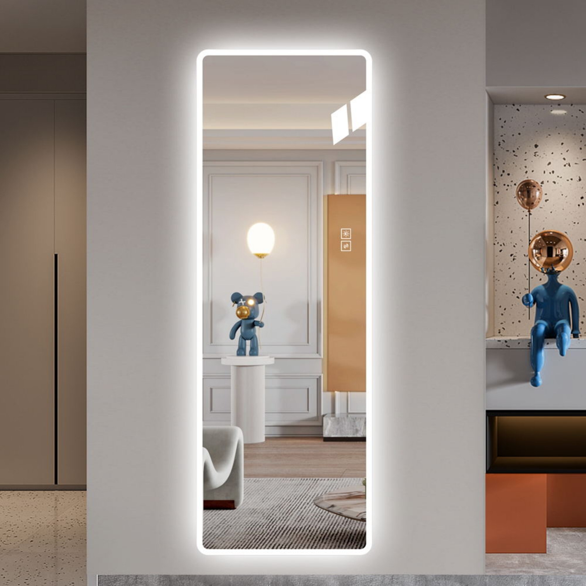 ToolCat SF1-3-YT 21-Inches W x 65-Inches H Rectangle Clear Framed Full Length Lighted Wall Mirror
