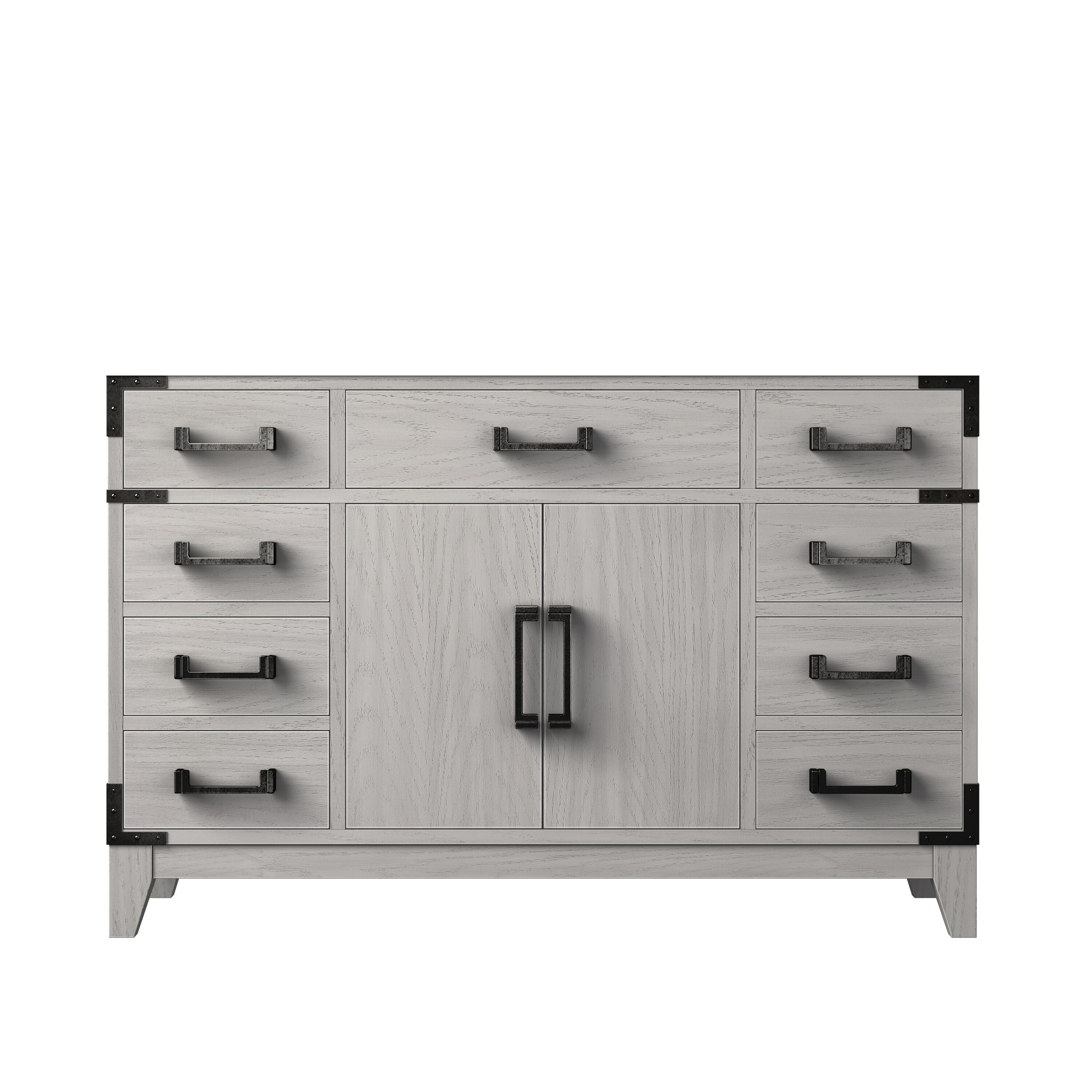 Lexora LVW48SM000 Wilton 48-in White Oak Bathroom Vanity Base Cabinet without Top