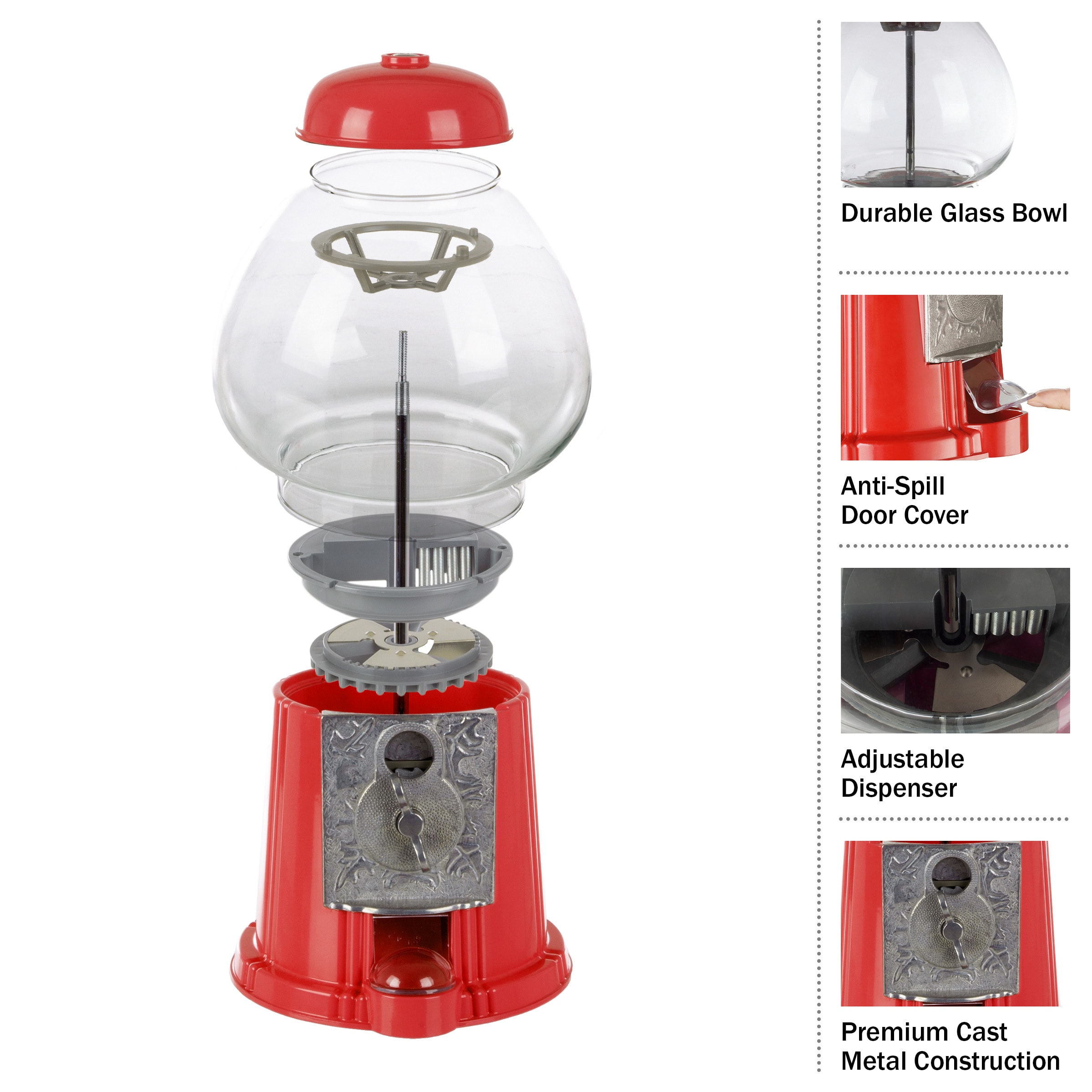 Great Northern Popcorn Red Gumball Machine - Mini Candy Dispenser for Small  Gumballs, Jellybeans, and More in the Specialty Small Kitchen Appliances  department at