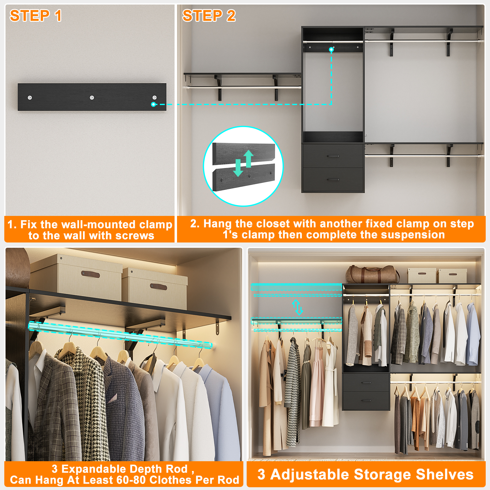 Aheaplus HCSD-B Wood-Closet-Kits - View #4