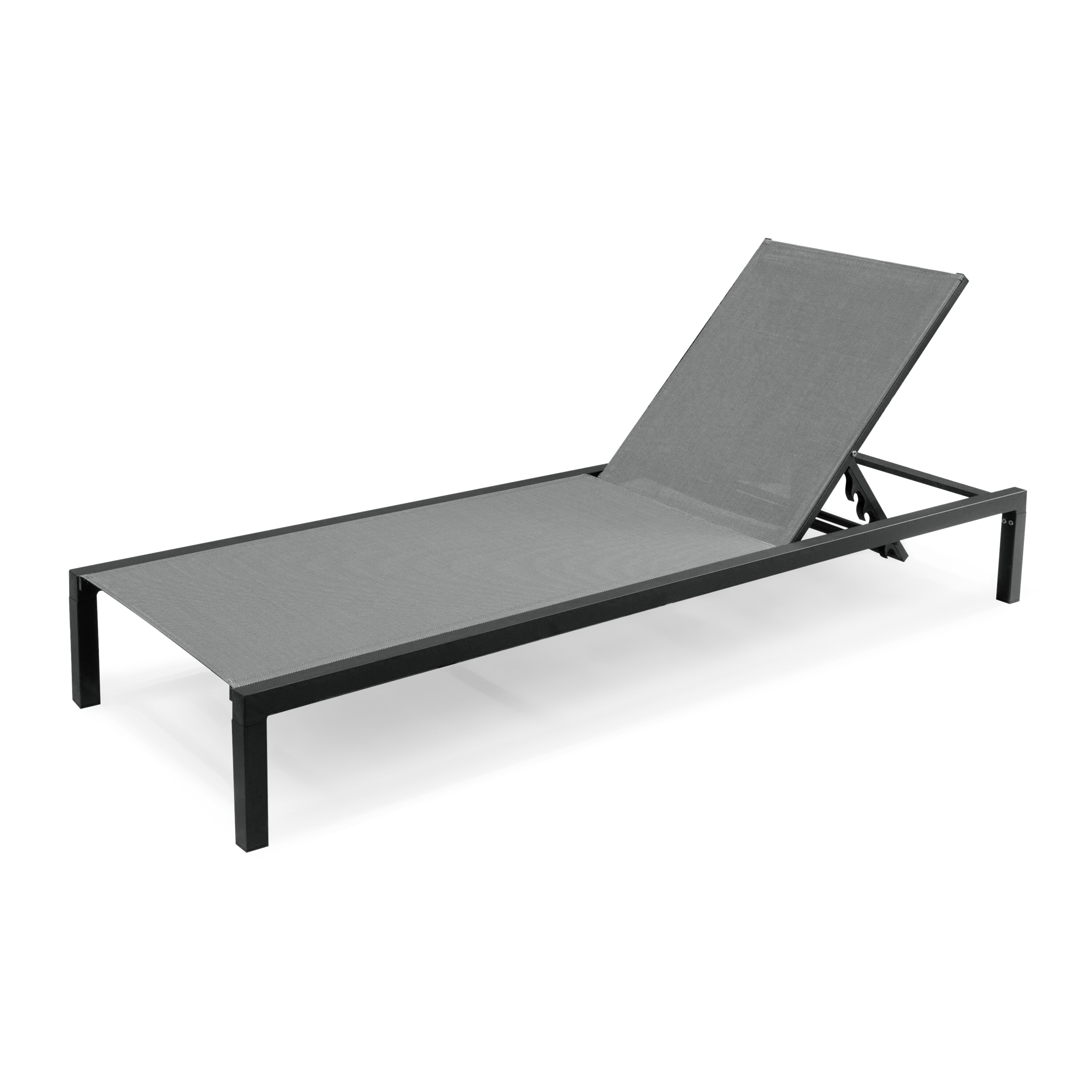 Dark Gray and Black Aluminum Chaise Lounge with Cushions