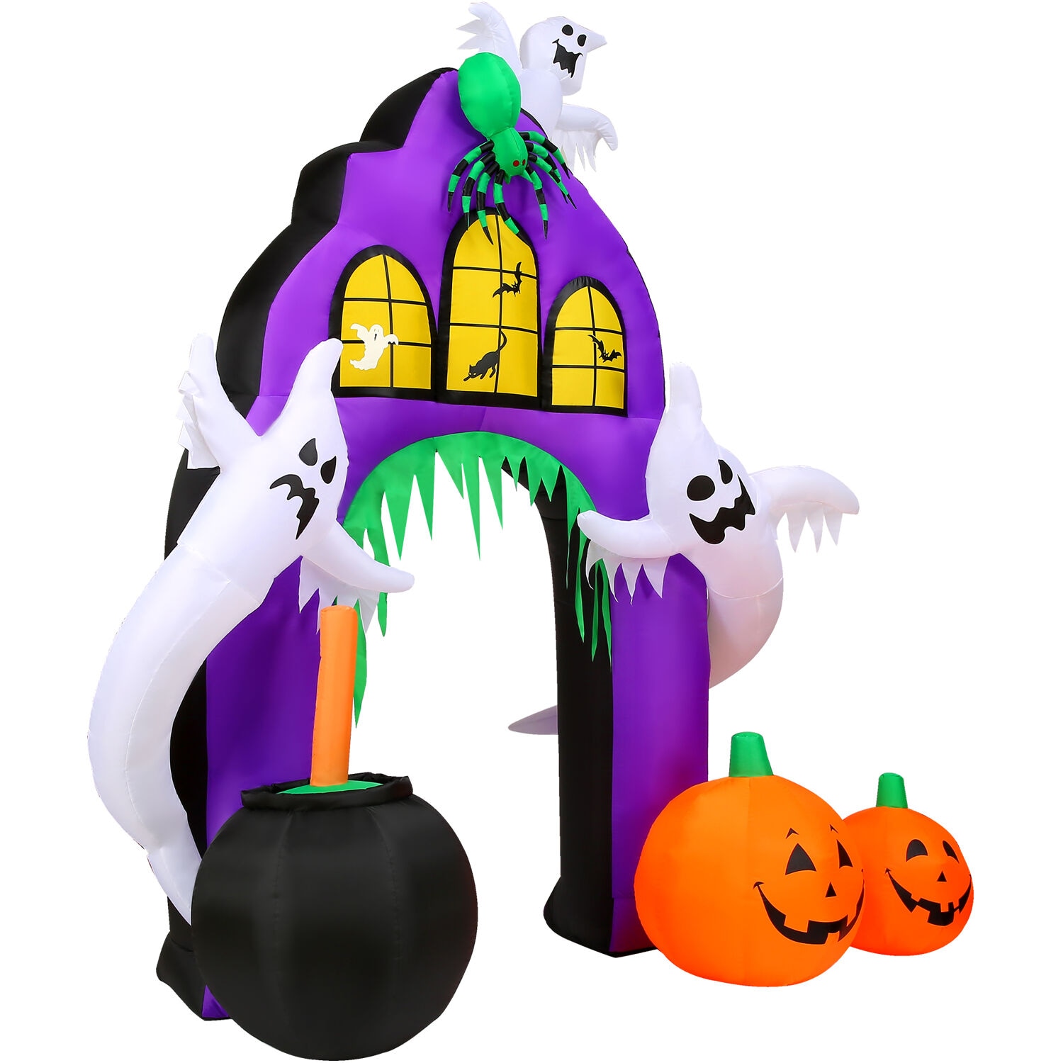 Haunted Hill Farm 9-ft Pre-Lit Inflatable Haunted House Ghost Archway ...