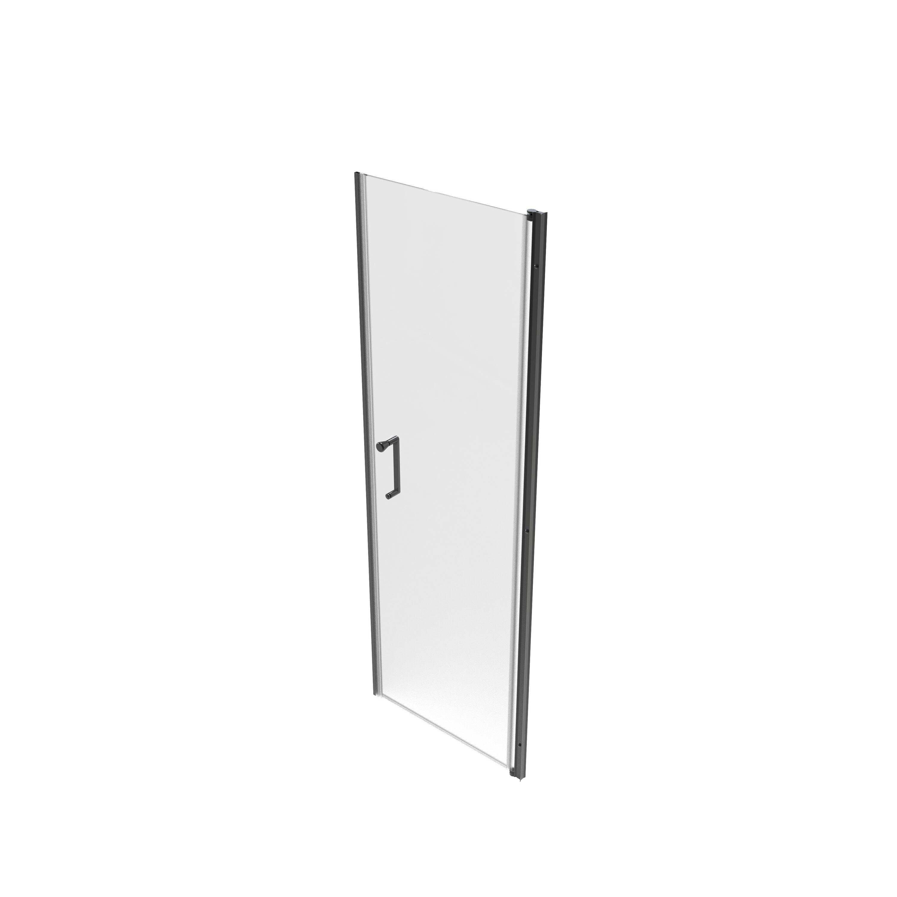 Boho Havens 28 InchW x 72 InchH Single-Door Shower Door With Matte Black Aluminum Alloy And 1/4 Inch (6mm) Tempered Glass